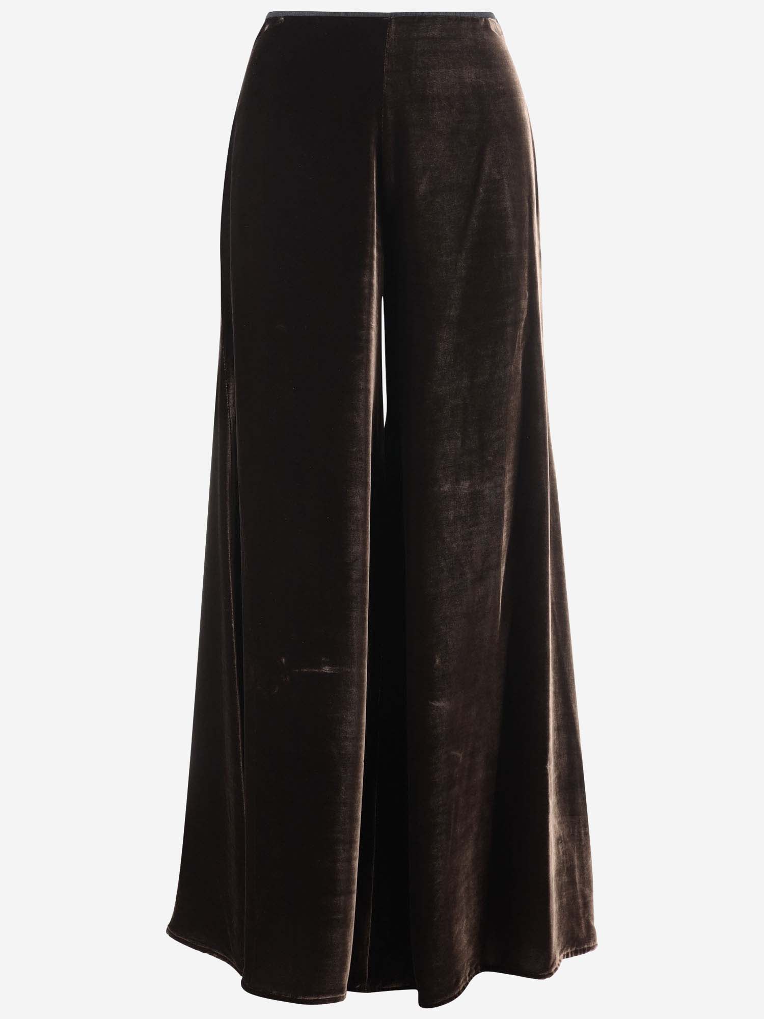 Stephan Janson Velvet Flared Pants In Brown