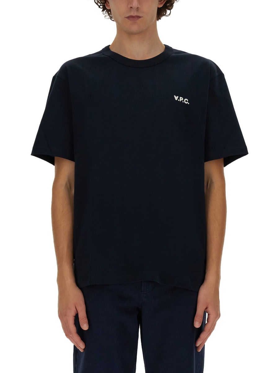 Apc A. P.c. Logo-print T-shirt In Blue