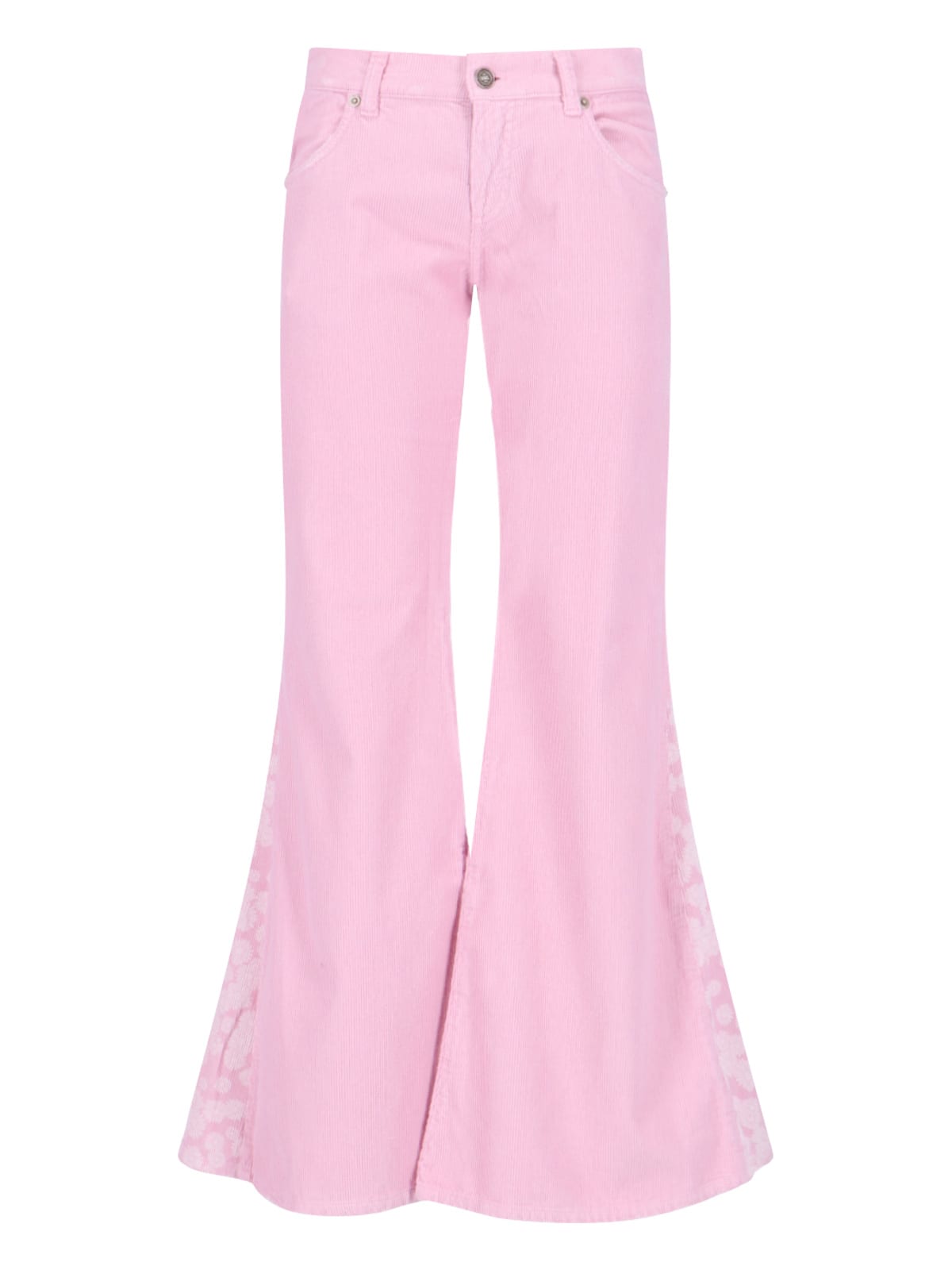 Erl Low-waisted Corduroy Flared Trousers In Pink