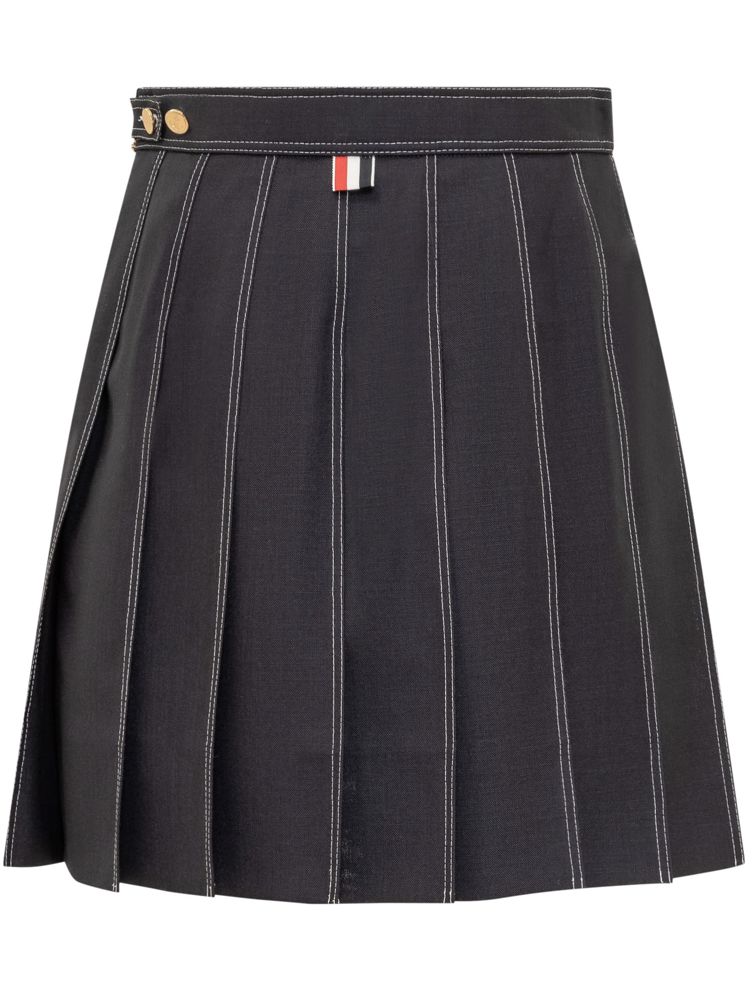 Shop Thom Browne Mini Pleated Skirt In Navy