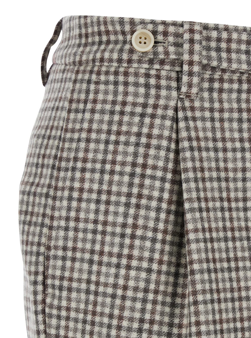 Brunello Cucinelli Checked Virgin Wool Flannel Miniskirt In Sand