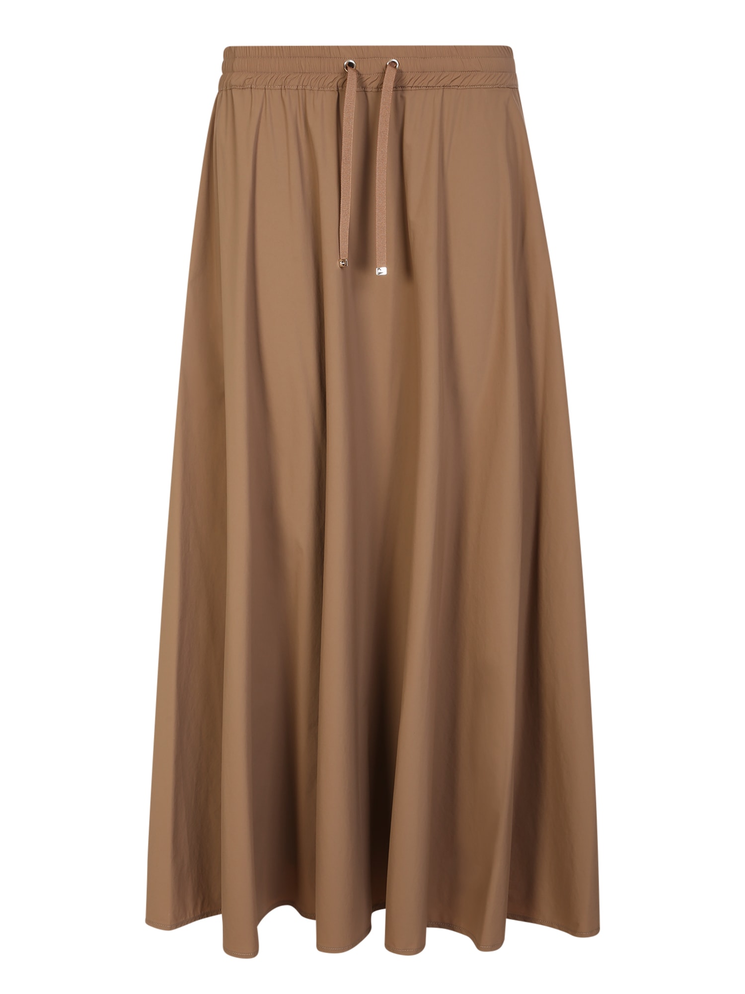 Herno Flared Skirt In Camel Lightweight Nylon Stretch In Brown