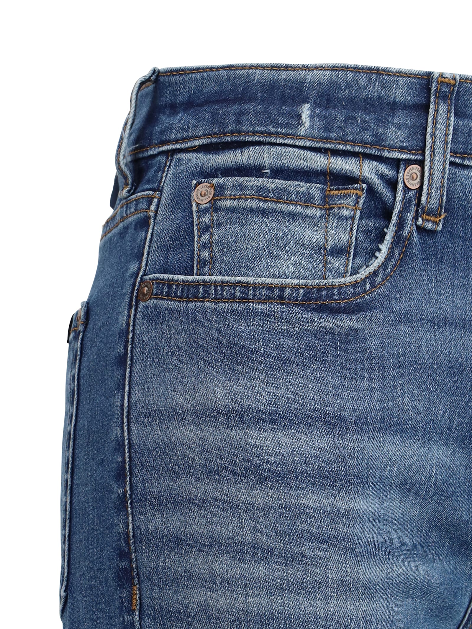 7 For All Mankind Skinny Groovy Jeans In Mid Blue