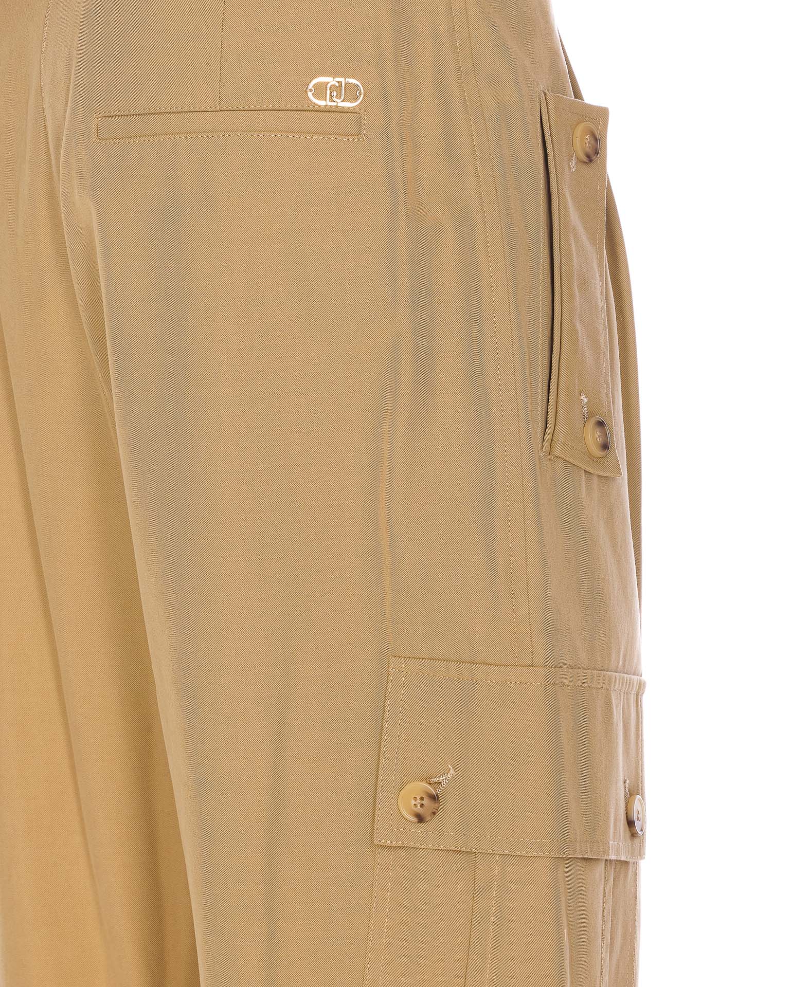 Liu •jo Trousers With Cargo Pockets And Adjustable Cuffs In Beige