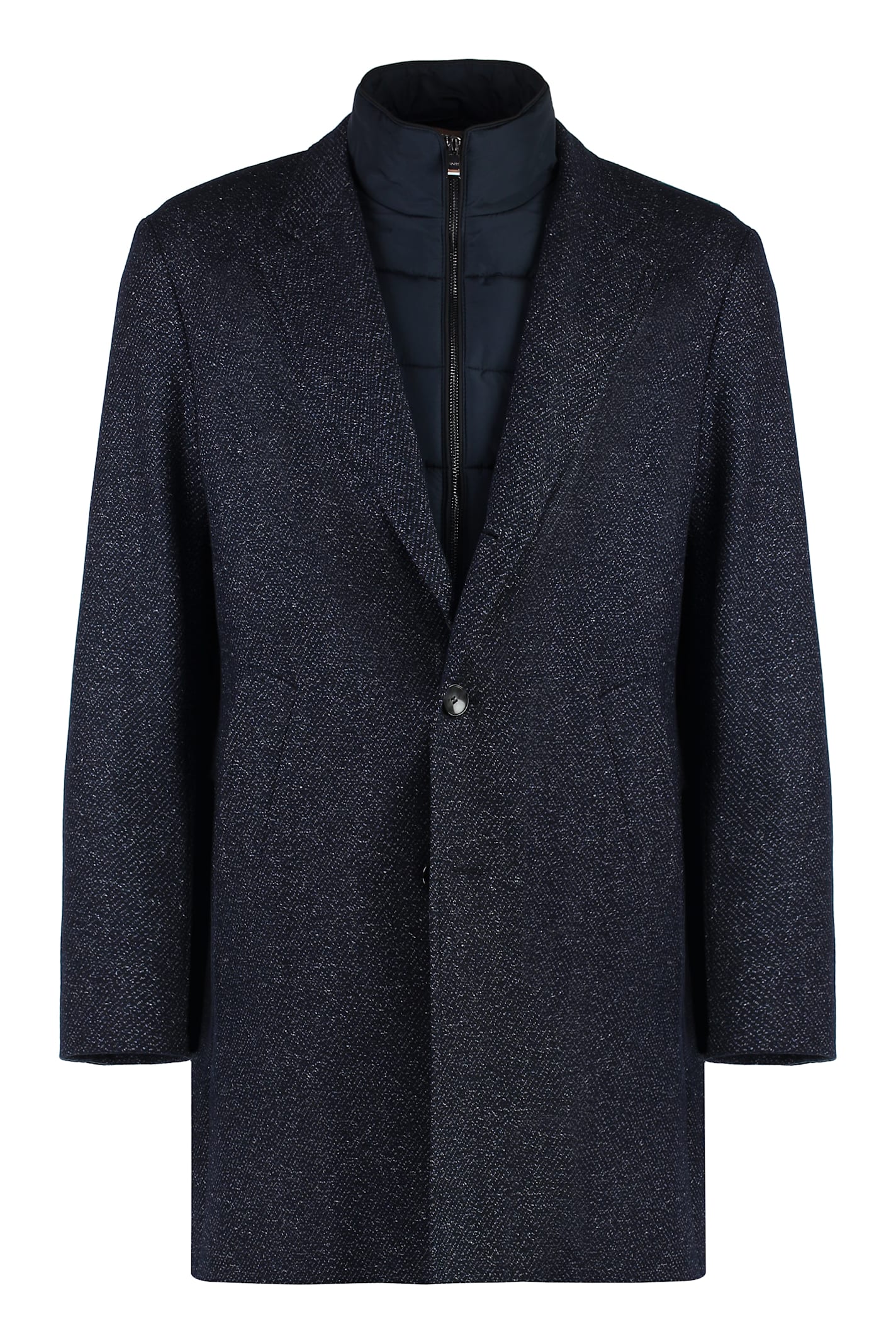 Shop Hugo Boss Wool Blend Coat In Blue