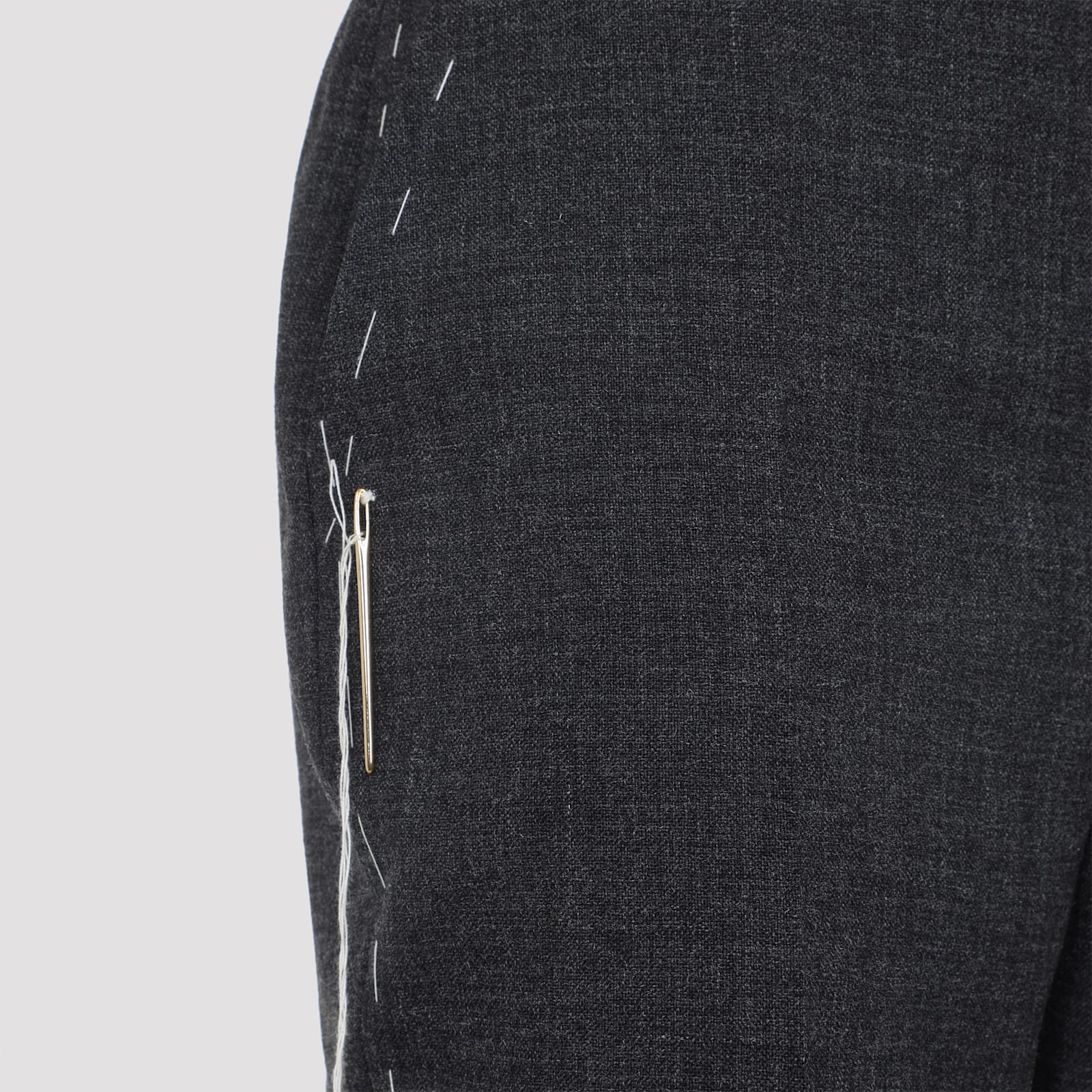 Moschino Contrasted-stitch Wool Pants In Gray