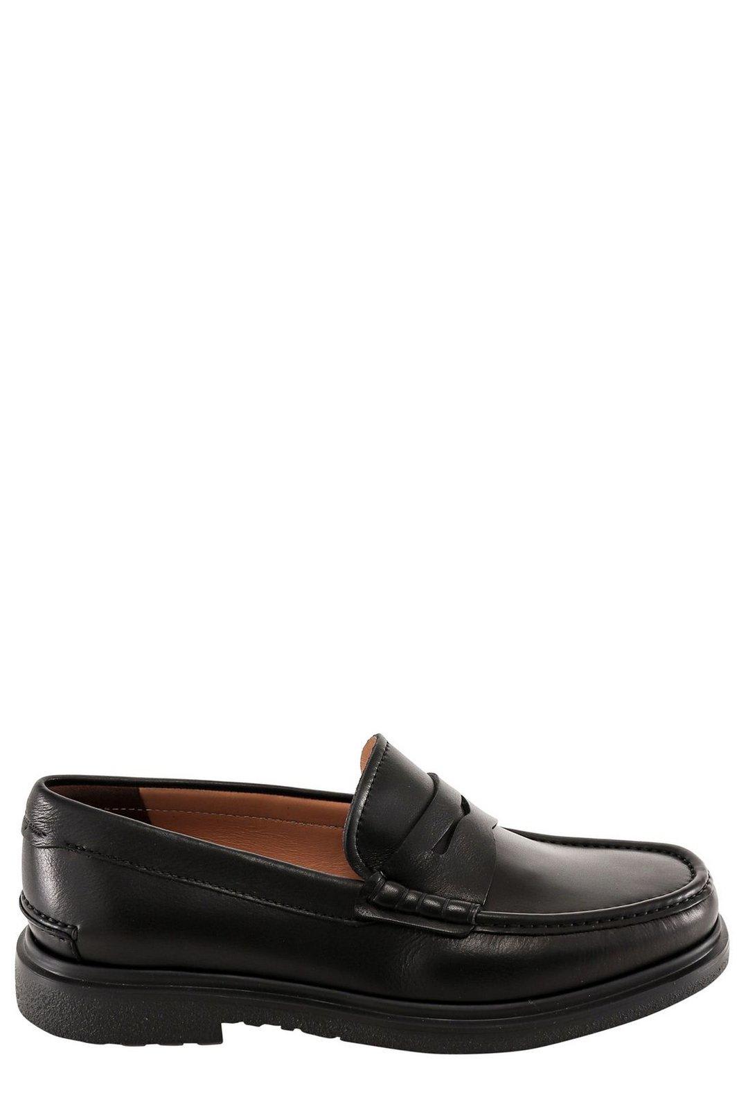 Shop Ferragamo Slip-on Penny Loafers In Black