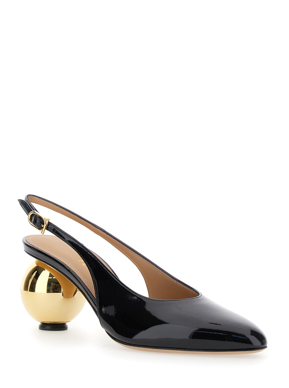 Ferragamo Tessie Black Slingback Pumps With Spherical Heel In Patent Leather Woman In Black