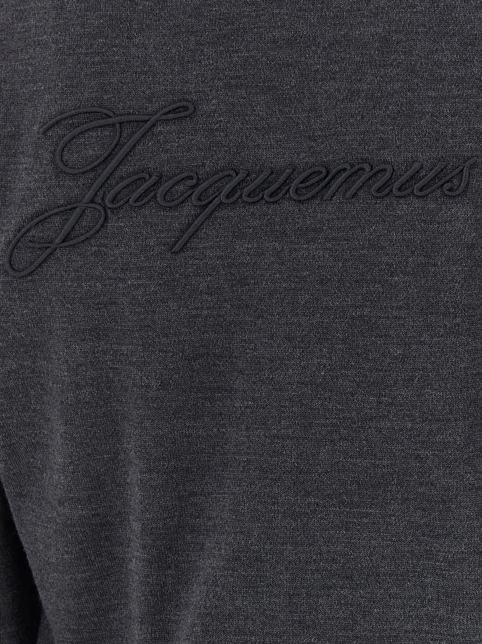 Jacquemus Embroidered Long Sleeve Cardigan In Gray