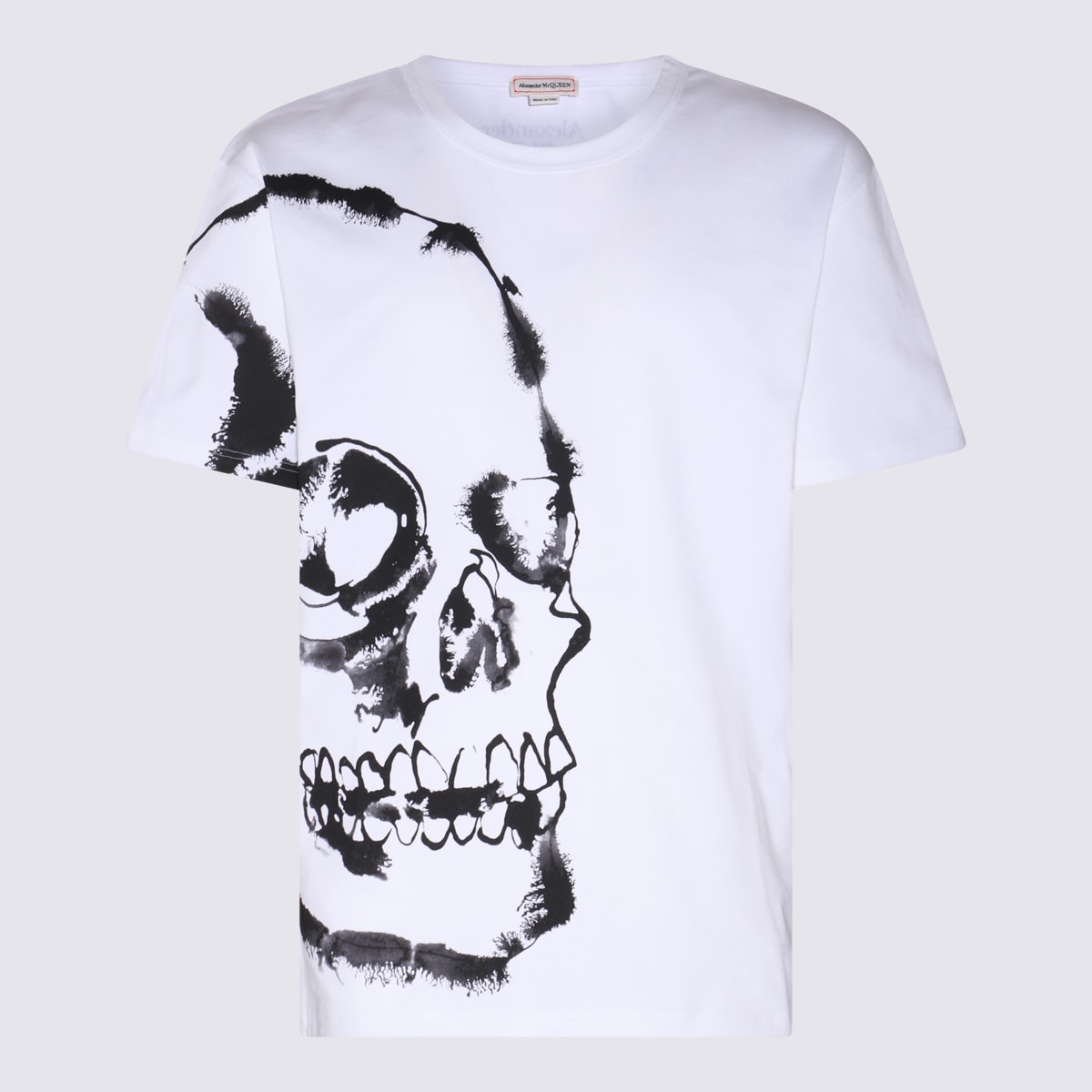 Shop Alexander Mcqueen White Cotton Watercolour Skull T-shirt