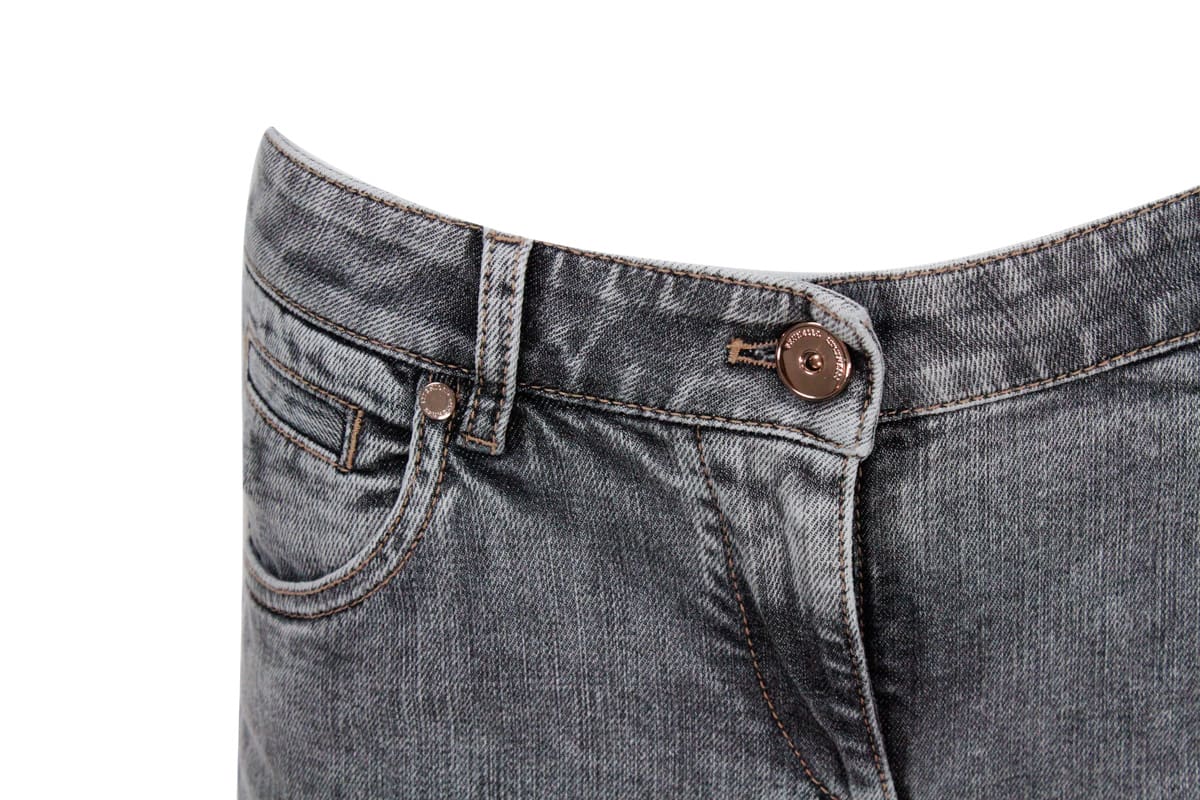 Shop Brunello Cucinelli 5-pocket Jeans Trousers In Stretch Denim Skynny Fit Model With Jewels On The Back Pocket In Grey