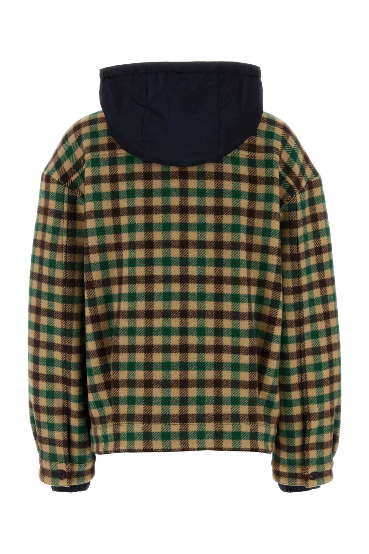 Miu Miu Embroidered Wool Blend Jacket In Green
