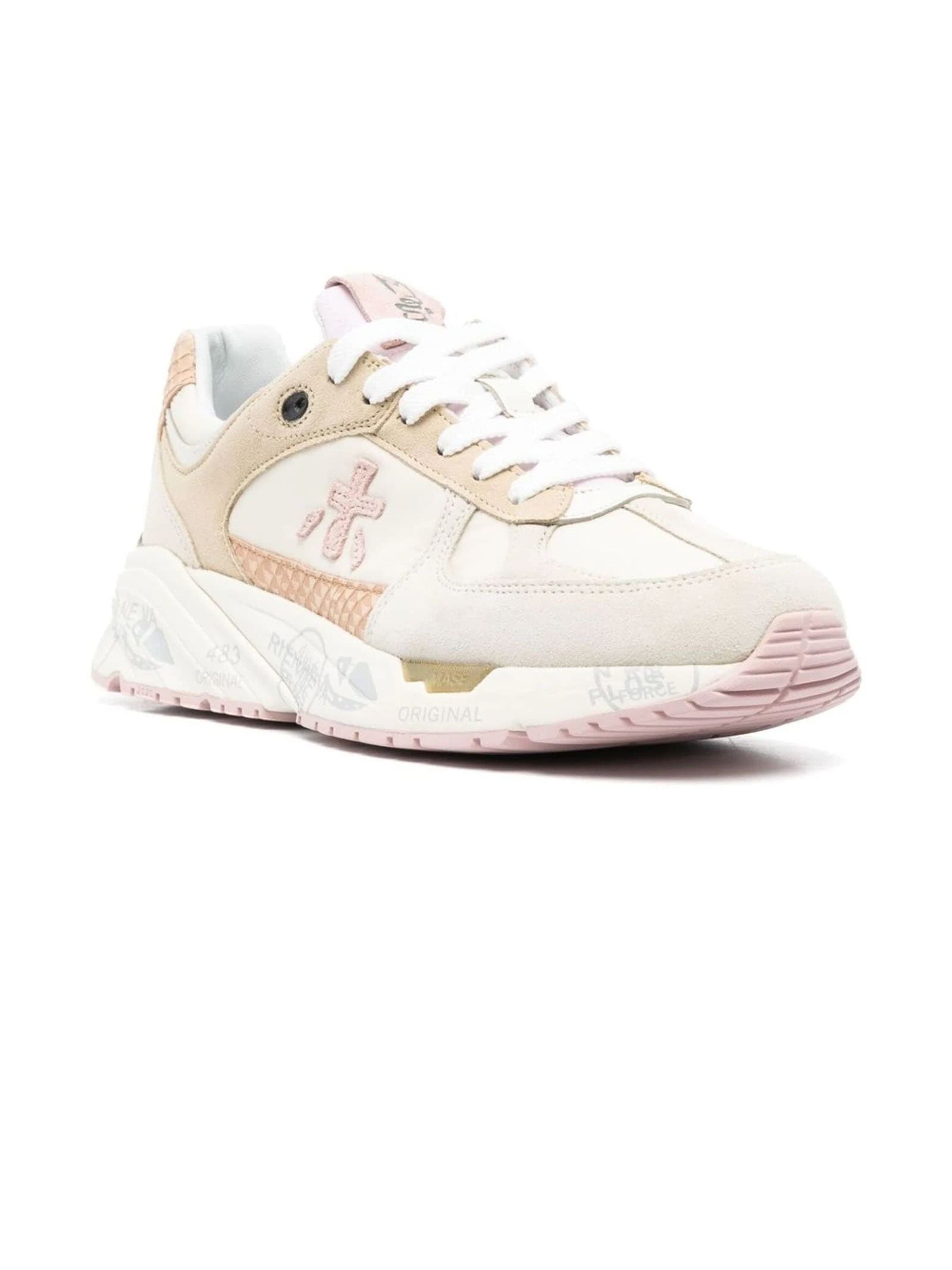 Shop Premiata Sneakers Pink In Bianco Beige Rosa