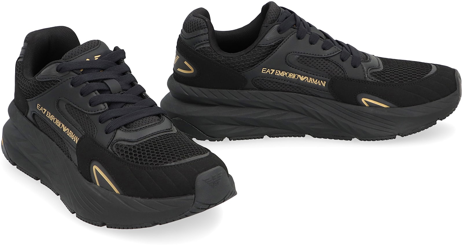 Ea7 Emporio Armani Mesh Sneakers In Black