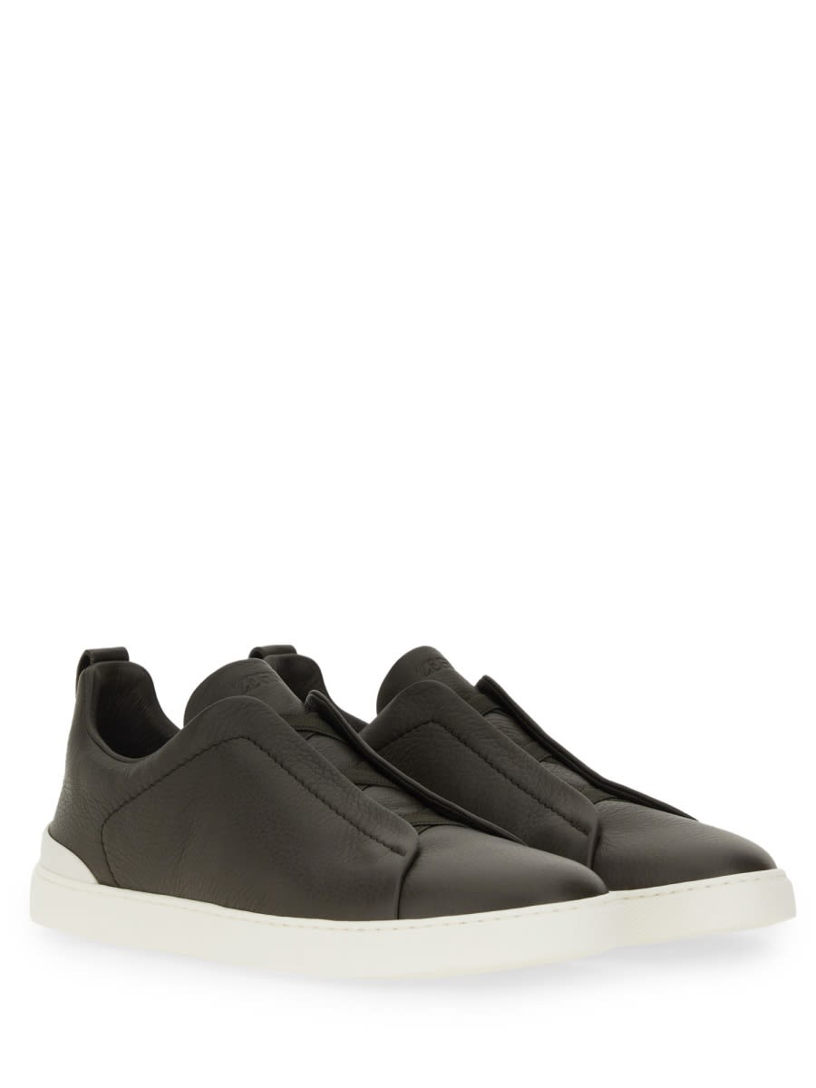 Shop Zegna Triple Stitch Sneaker In Black