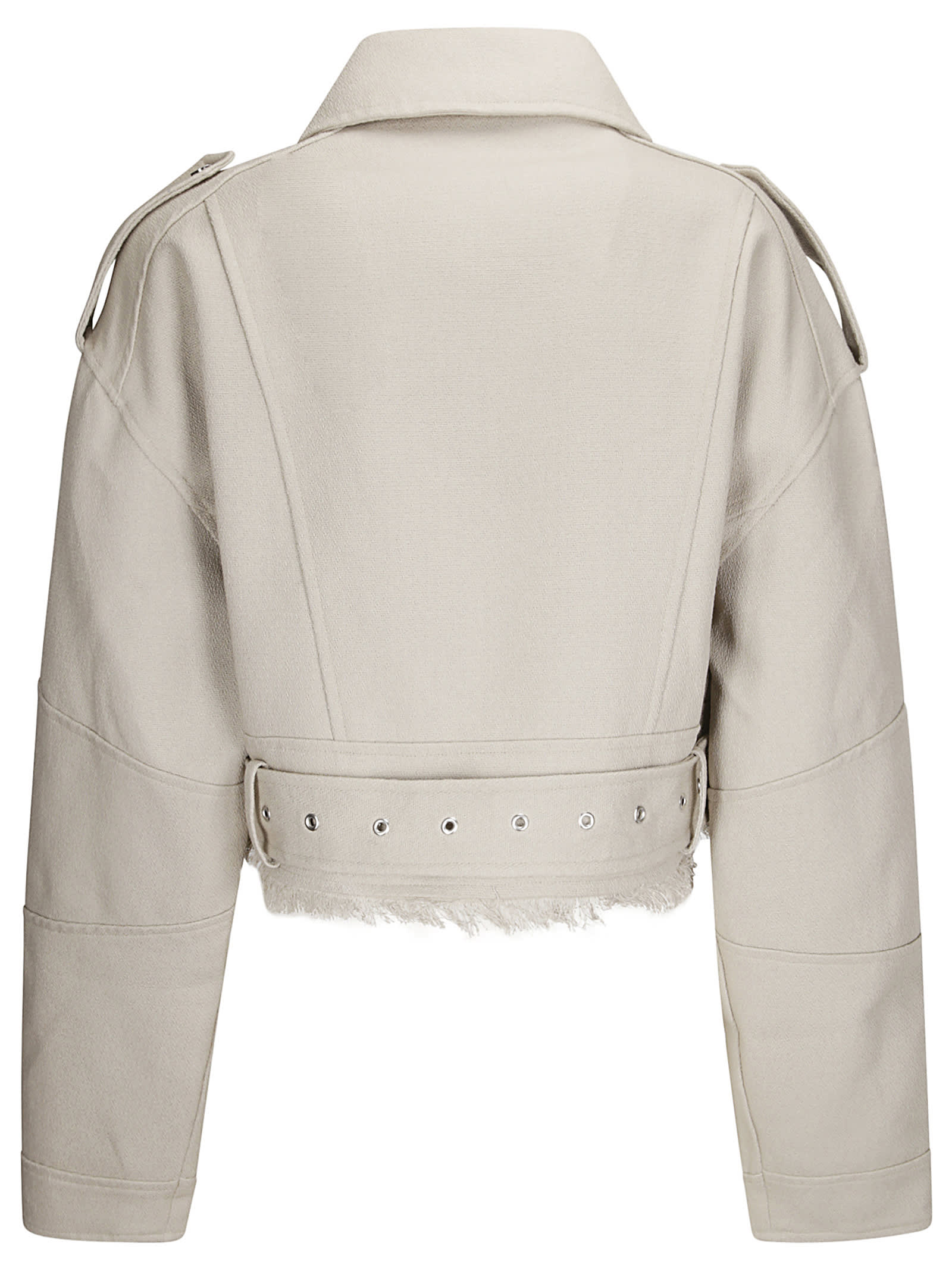 Shop Marques' Almeida Cropped Round Sleeve Biker Jacket In Beige