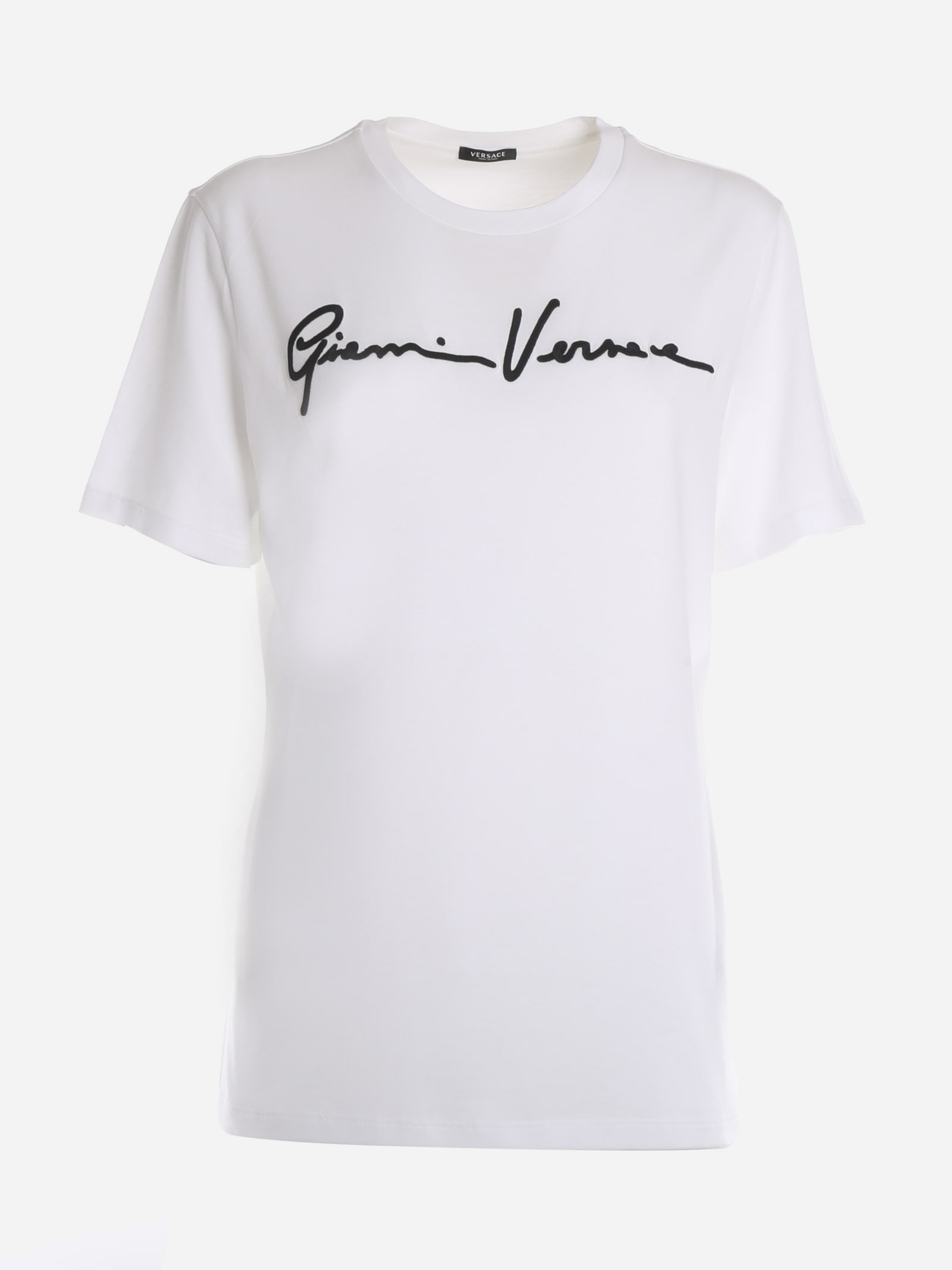 Versace Cotton T-shirt With Embroidered Gv Signature