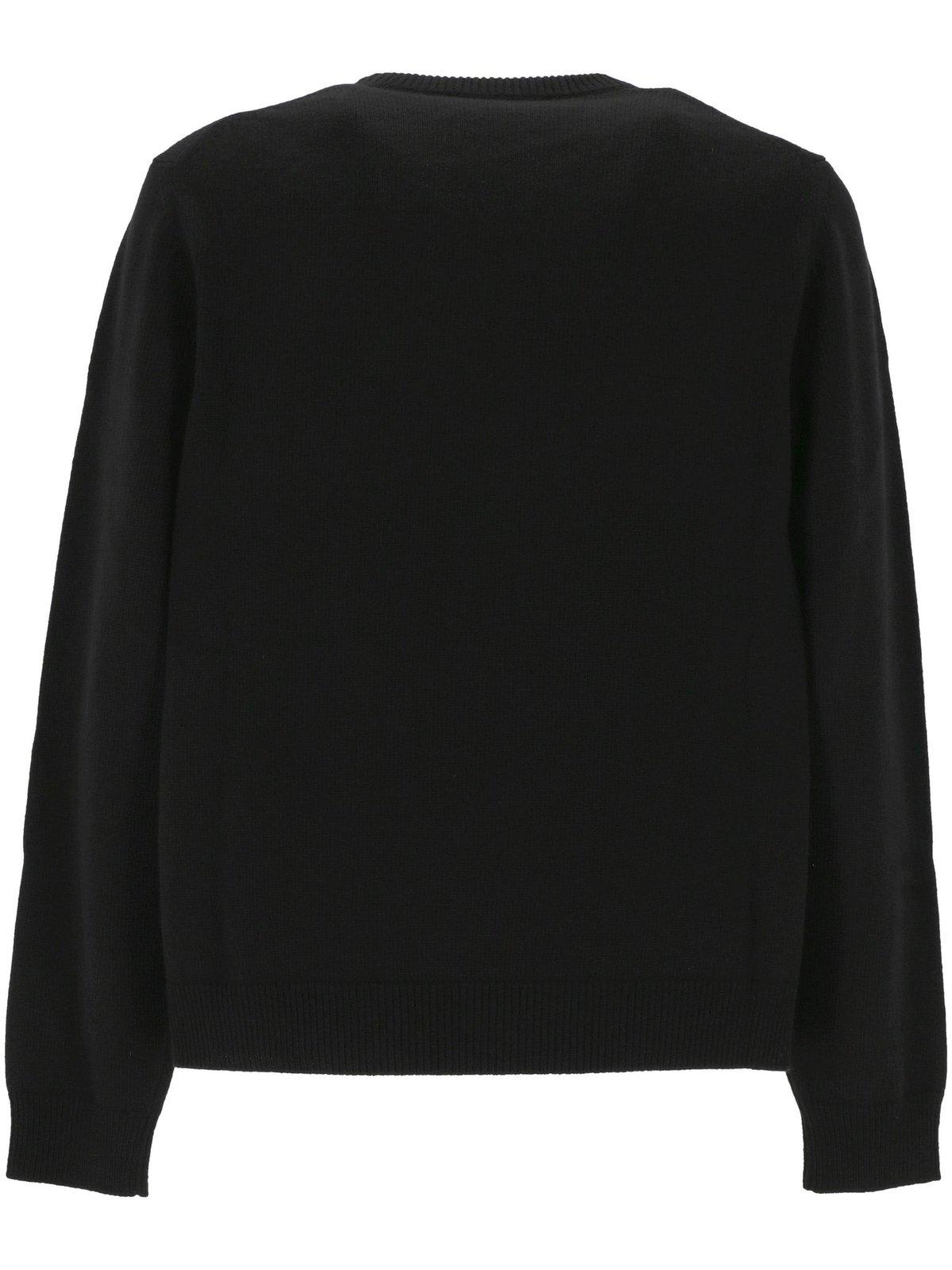 Shop Gucci Logo Intarsia Knit Sweaters In Black