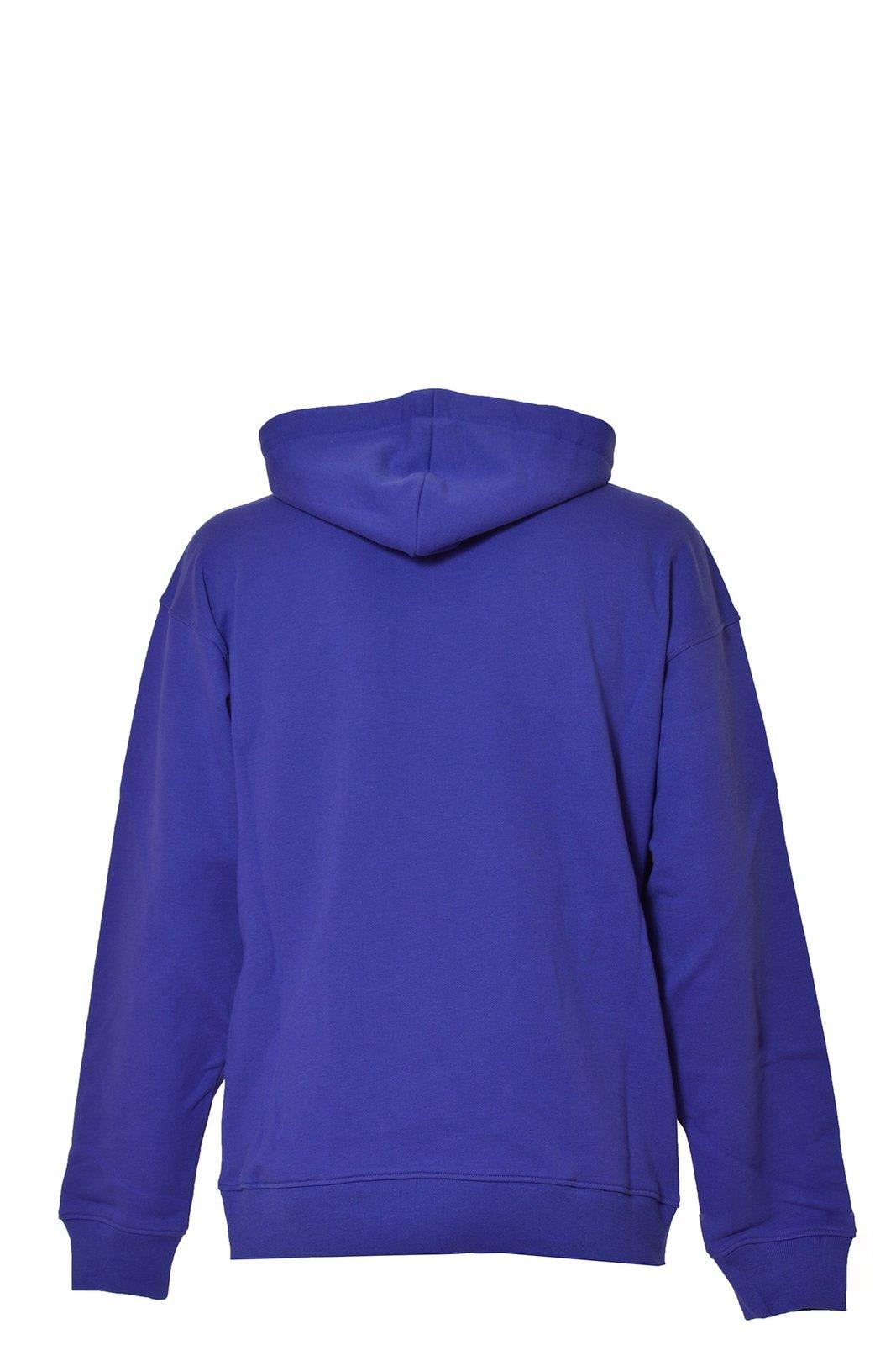 Shop Moschino Logo Printed Drawstring Hoodie In Viola