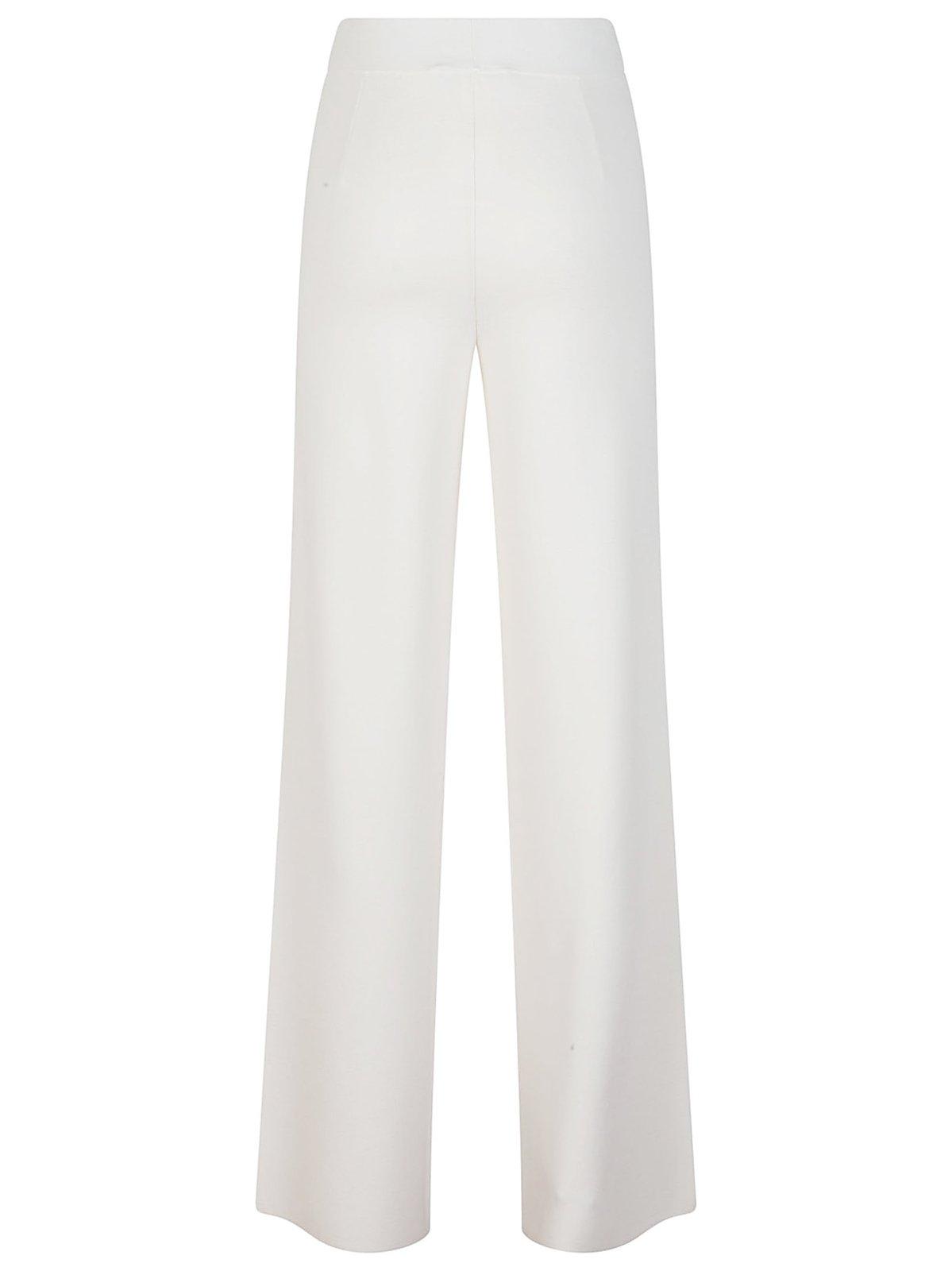 Max Mara Elastic-waistband Silk-cotton Trousers In White