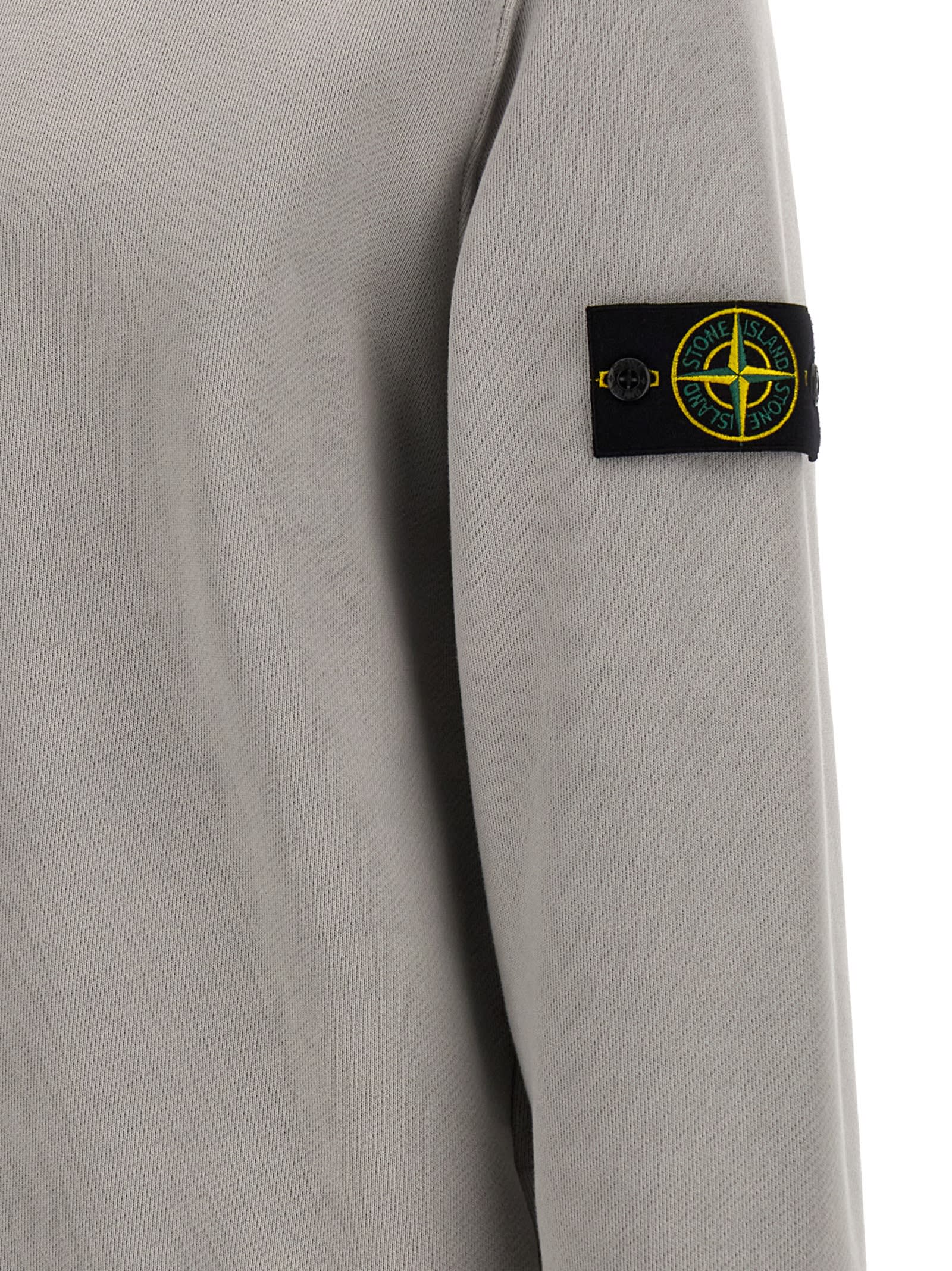 Shop Stone Island Logo Badge Sweatshirt In Grigio