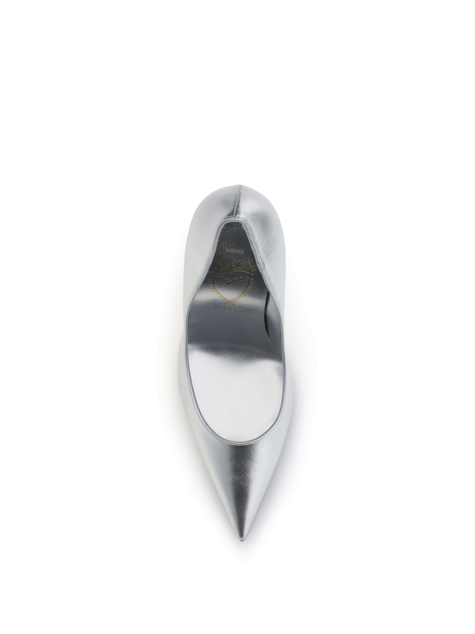 Christian Louboutin Miss Z 100 Laminated Leather Pumps In Silver