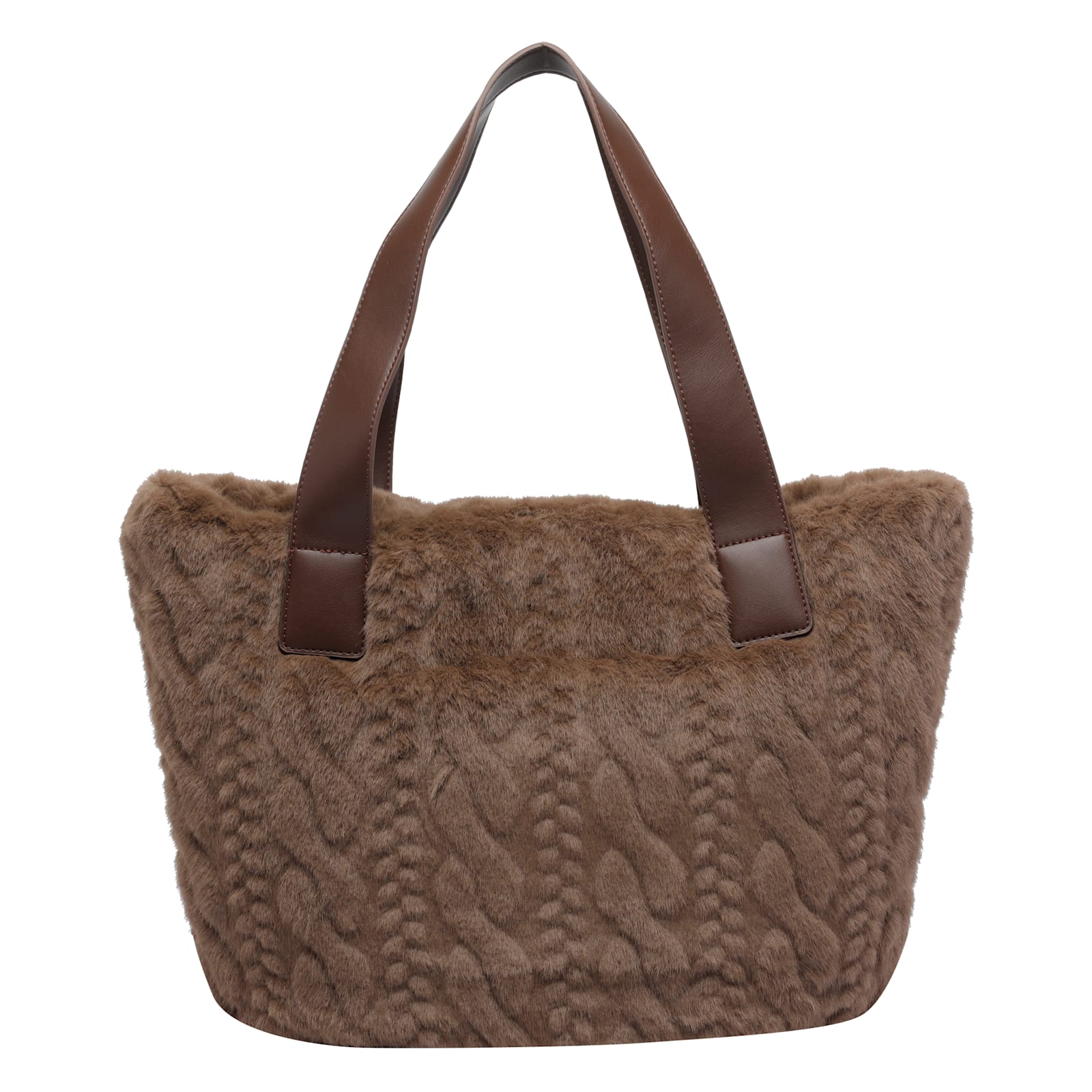Liu •jo Hobo Cable-knit Teddy Shoulder Bag In Brown