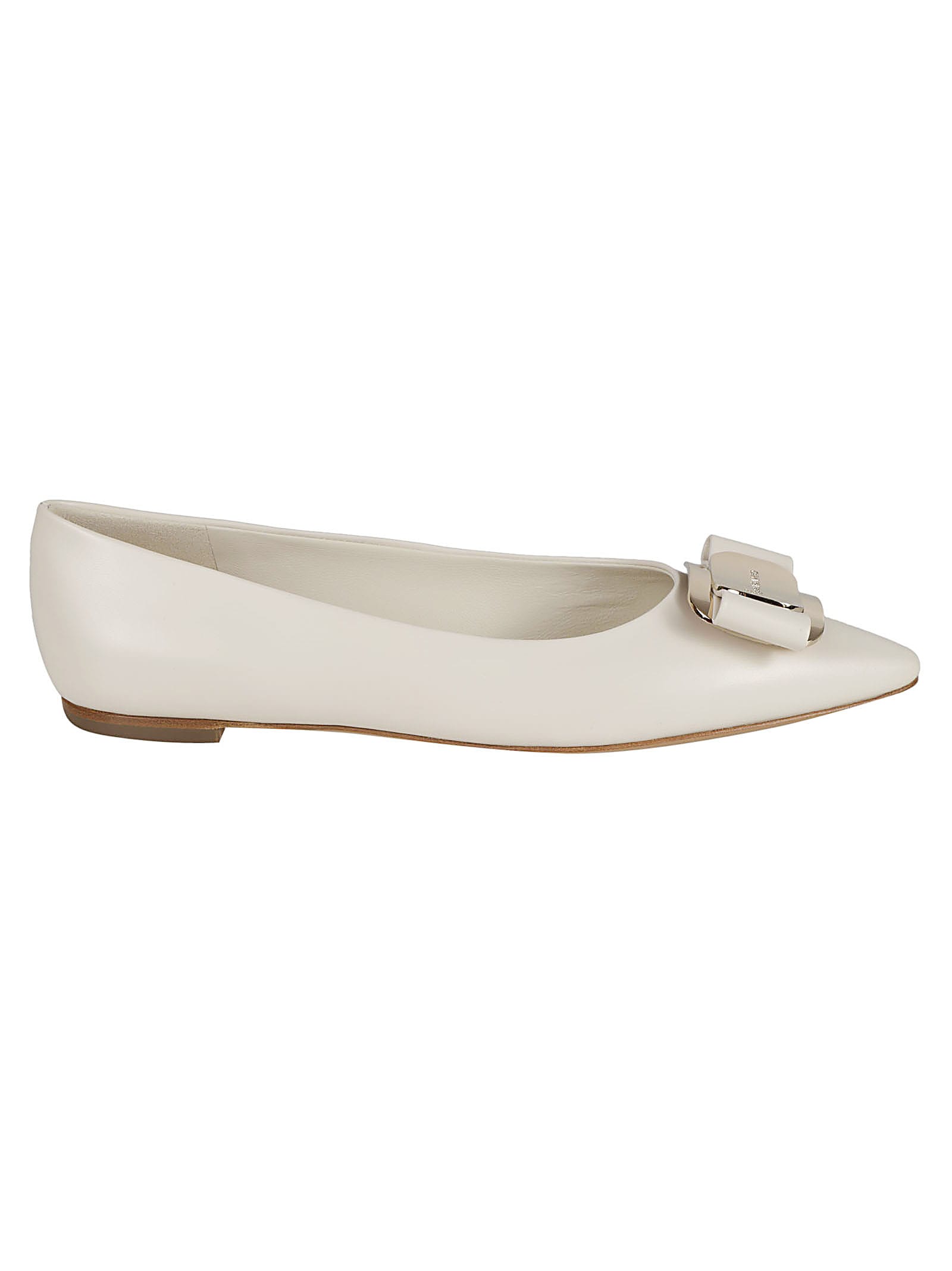 Shop Ferragamo Bow-detailed Slip-on Ballerina Shoes In White