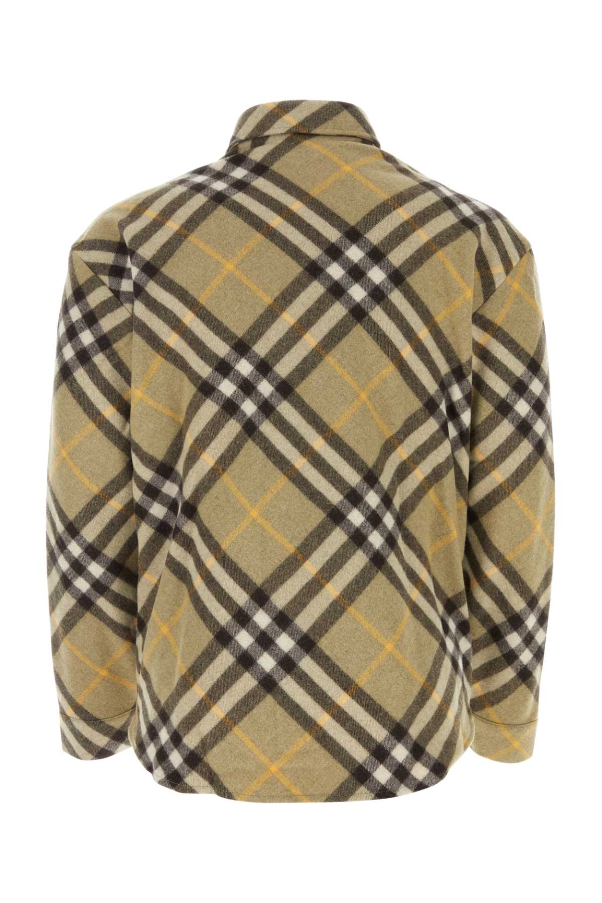 Shop Burberry Embroidered Wool Blend Shirt In Hunteripcheck