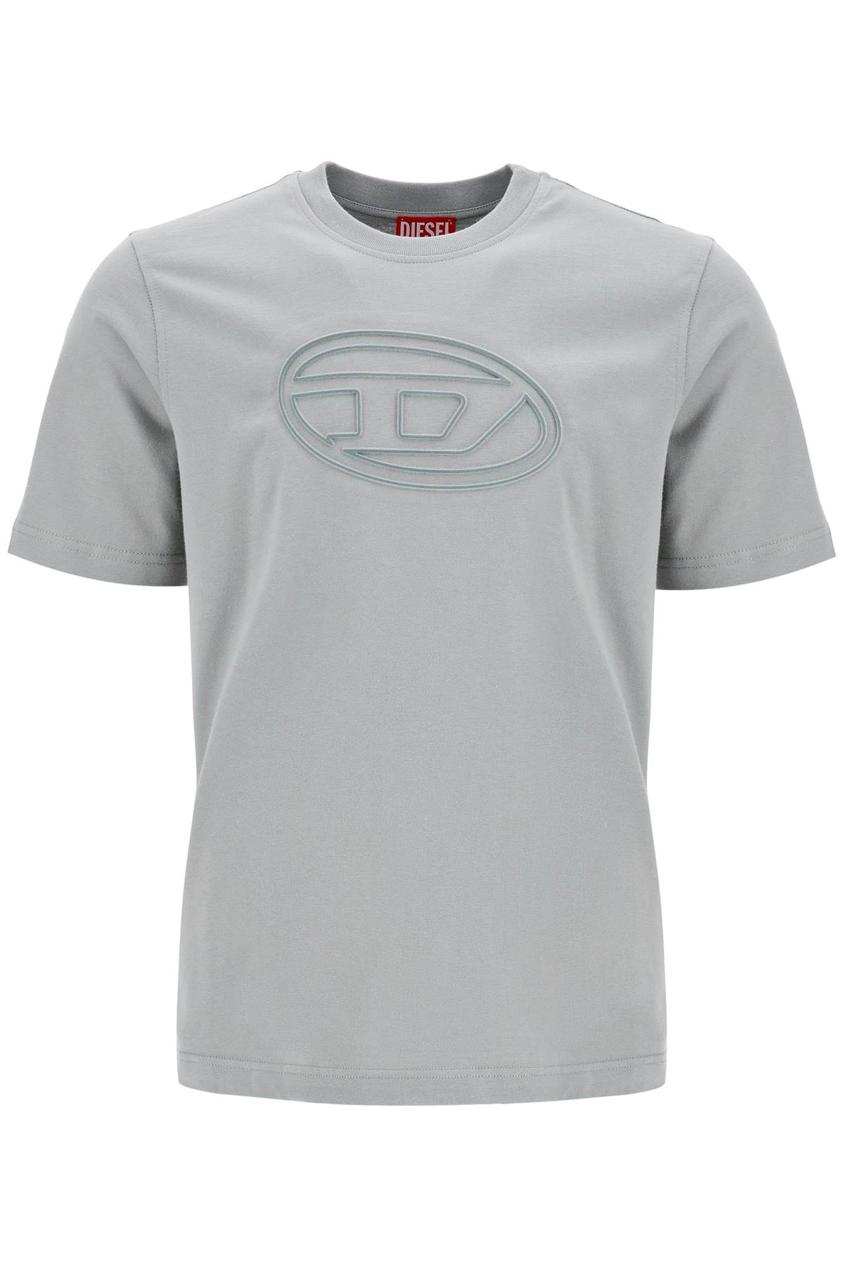 Gray Cotton T-shirt With Raised Logo