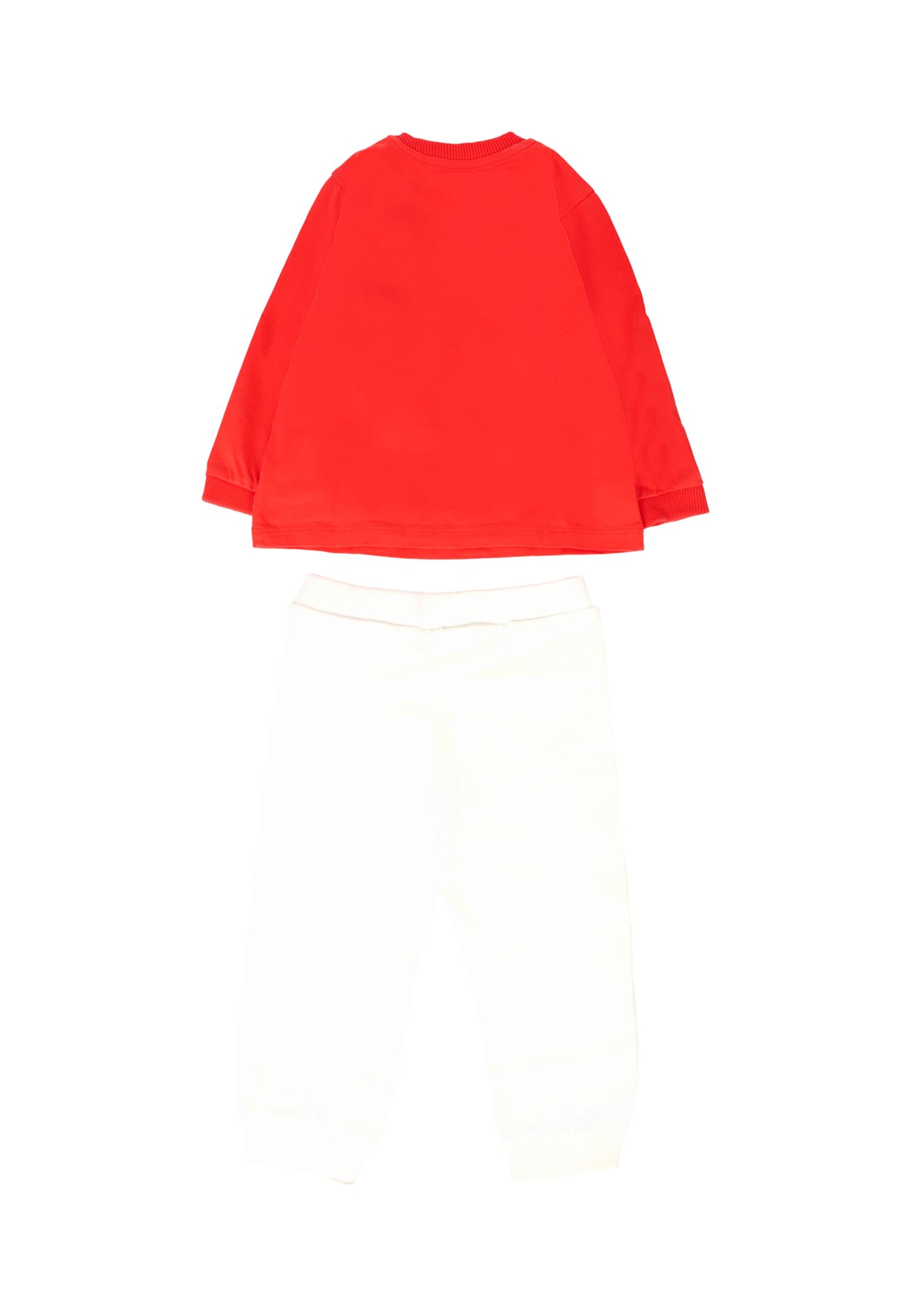 Moschino Multicolor Set For Babykids With Teddy Bear And Snowman In Red