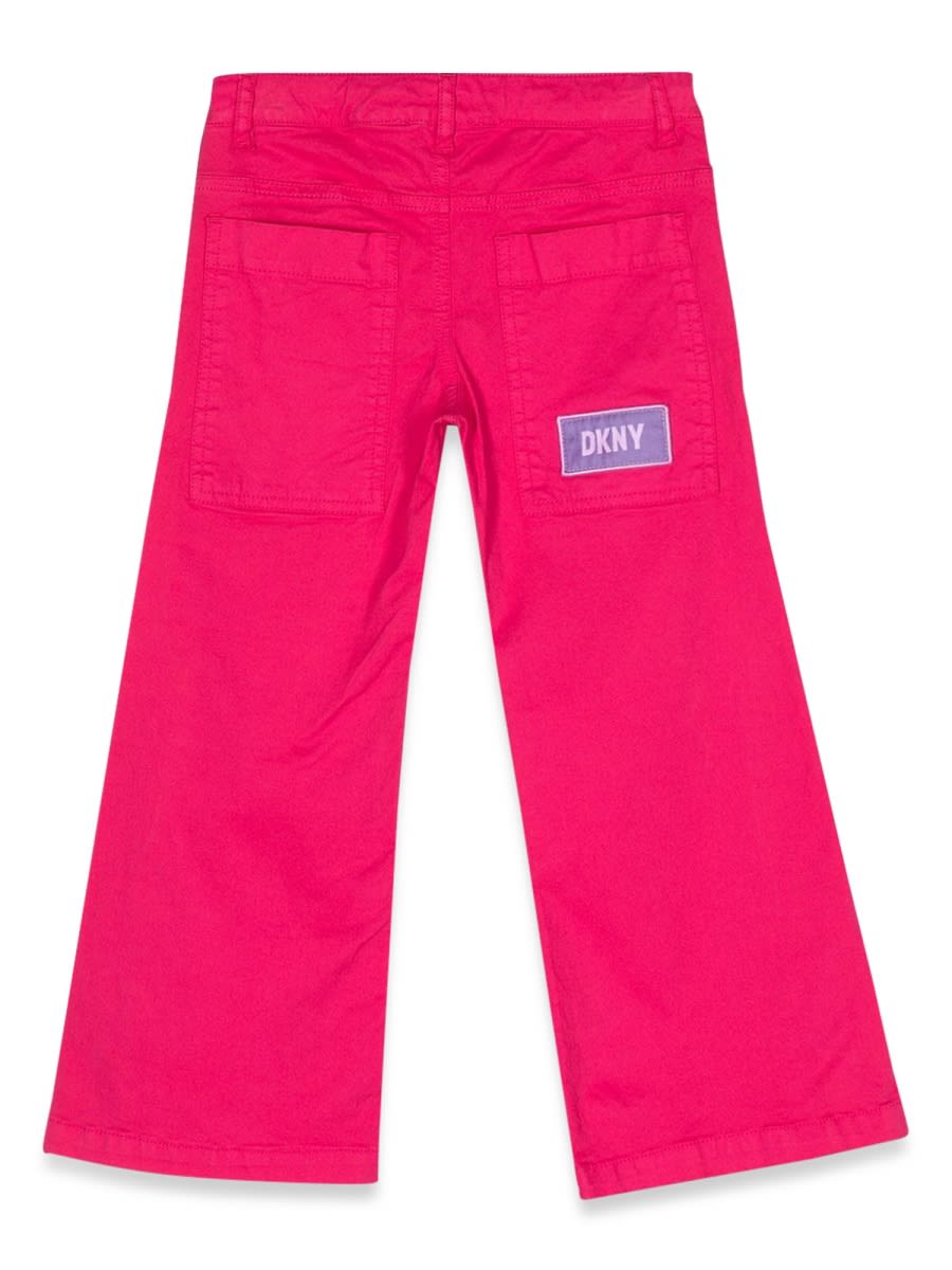 Dkny Logo-patch Wide-leg Trousers In Fuchsia