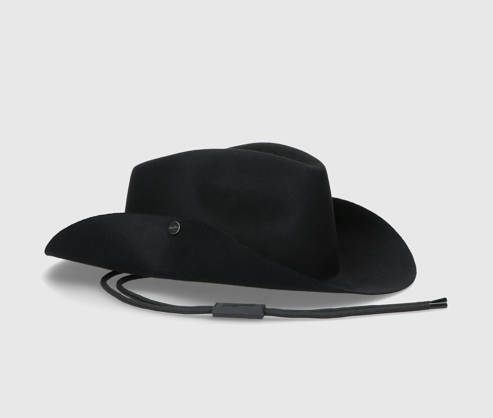 Borsalino Australia Marengo Brushed Felt With Chinstrap In Black, Tone On Tone Hatband
