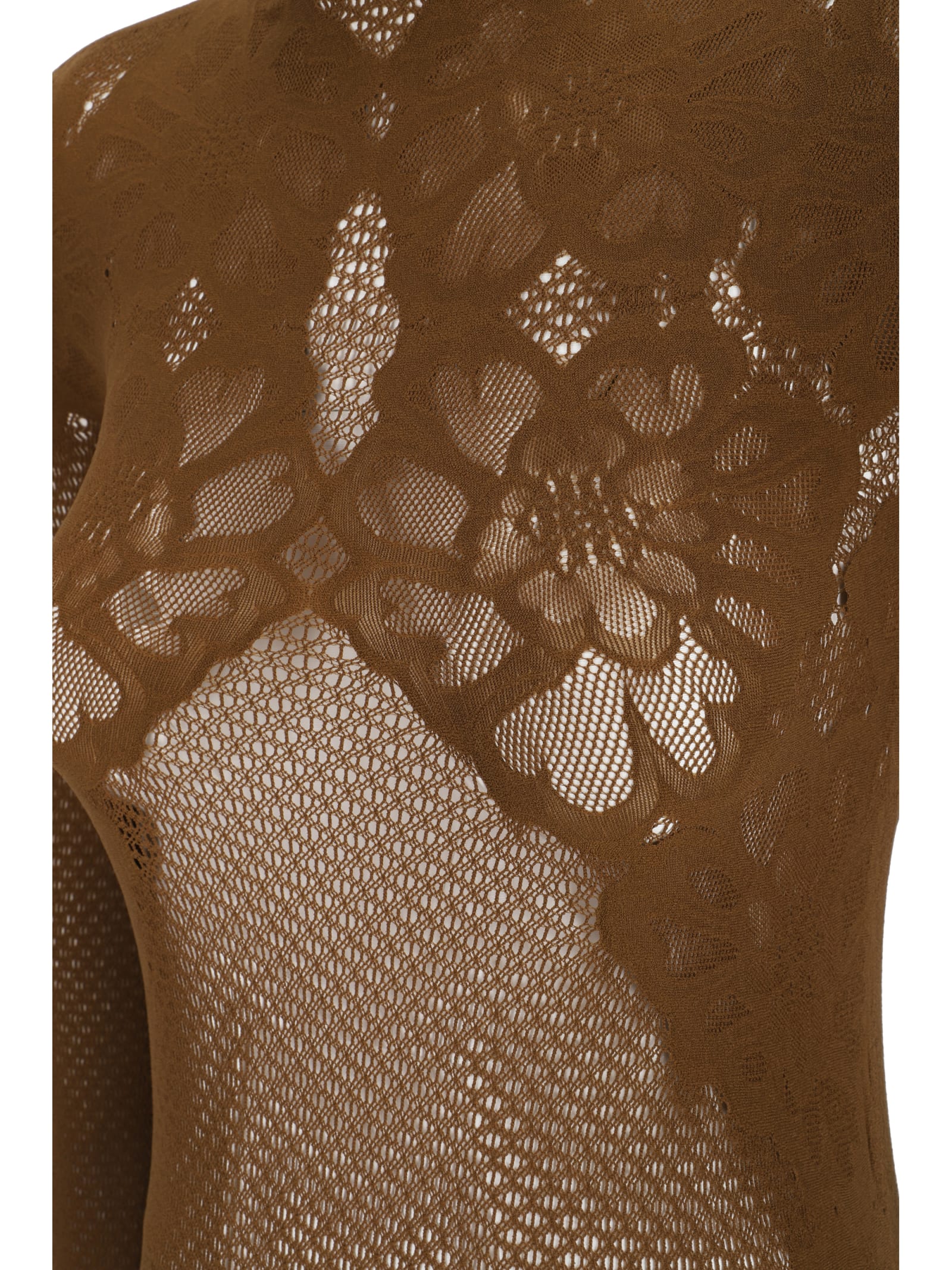 Shop Wolford Lace Tattoo Body In Tobacco Leaves