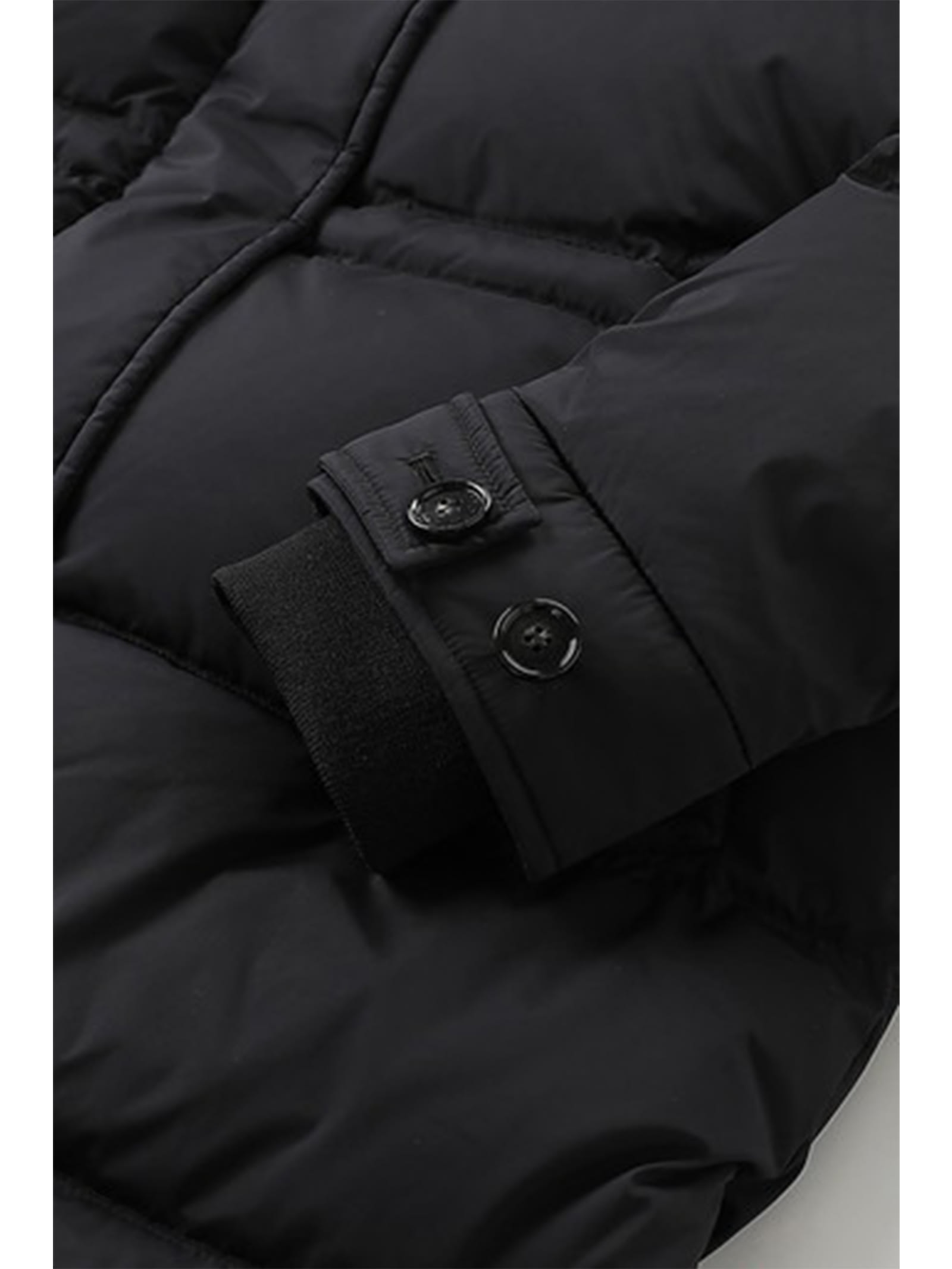 WOOLRICH WOMENS LONG DOWN JACKET BLACK WITH HOOD 