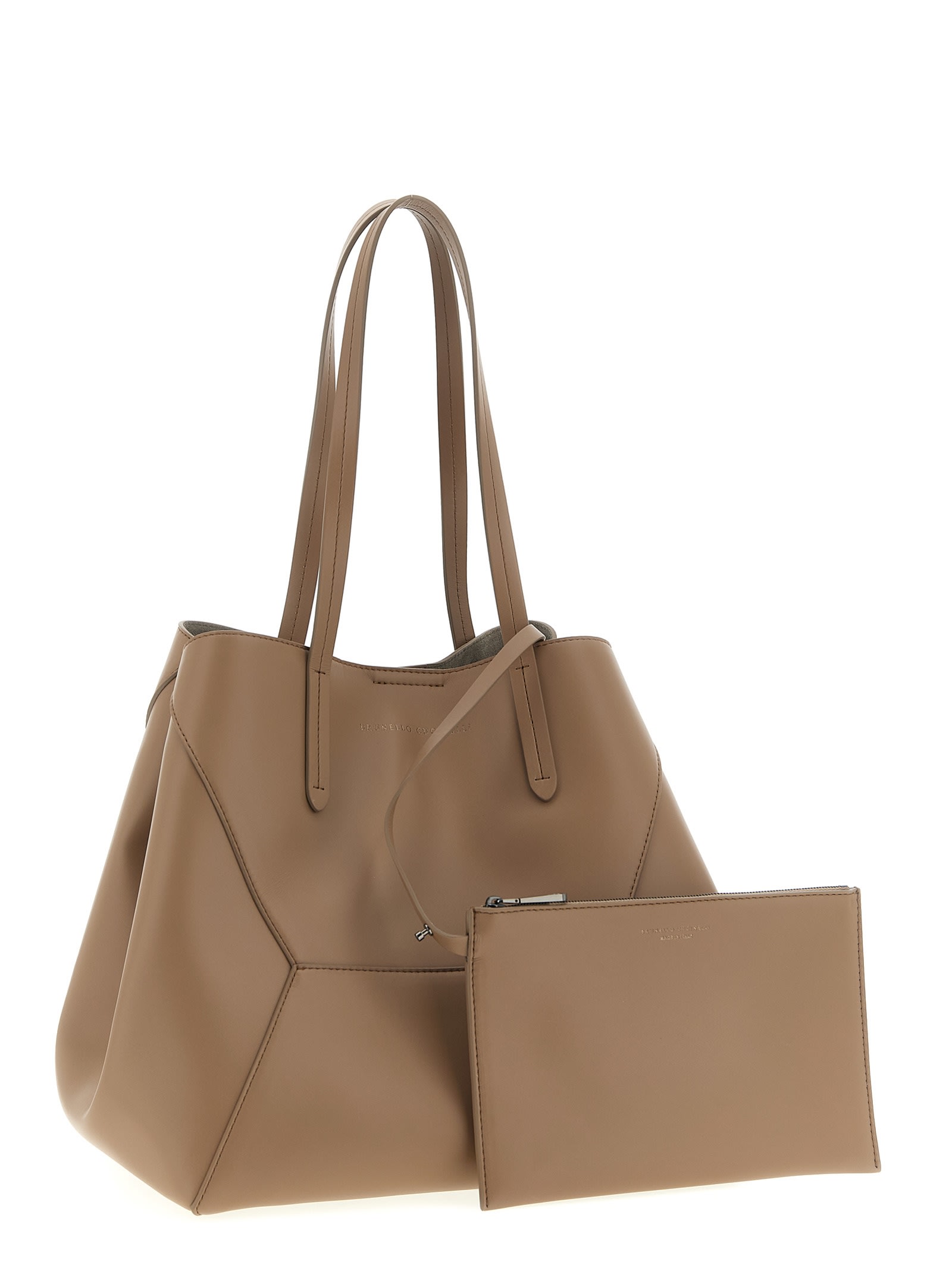 Brunello Cucinelli Bc Duo Large Shoulder Bag In Sand