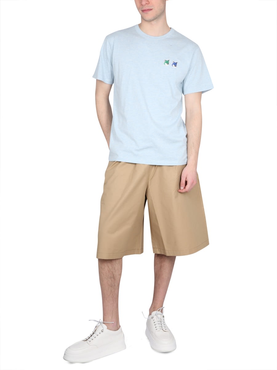 Maison Kitsuné Maison Kitsune Camel Cotton Blend Bermuda Shorts In Brown