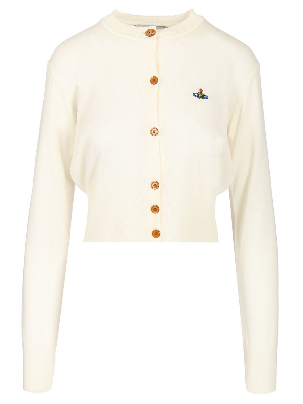 Shop Vivienne Westwood Bea Cropped Cardigan In Beige