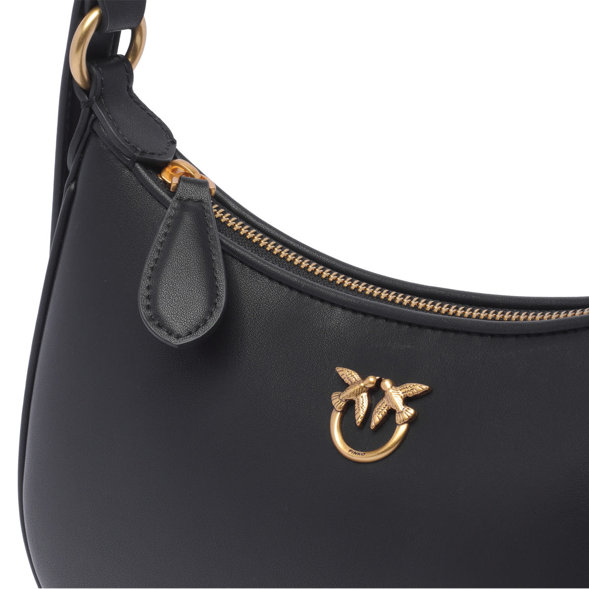 Shop Pinko Mini Half Moon Shoulder Bag In Black