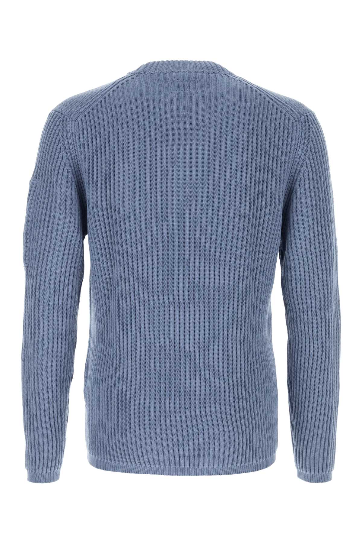 Shop C.p. Company Cerulean Blue Wool Blend Sweater In Flintstone