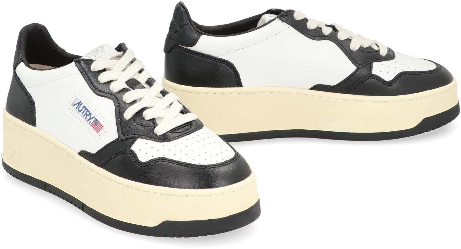 Shop Autry Medalist Leather Platform Sneakers In White