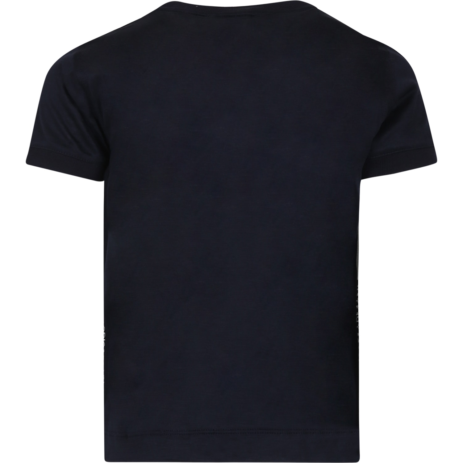Shop Emporio Armani Blue T-shirt For Boy With Eagle In Navy Side