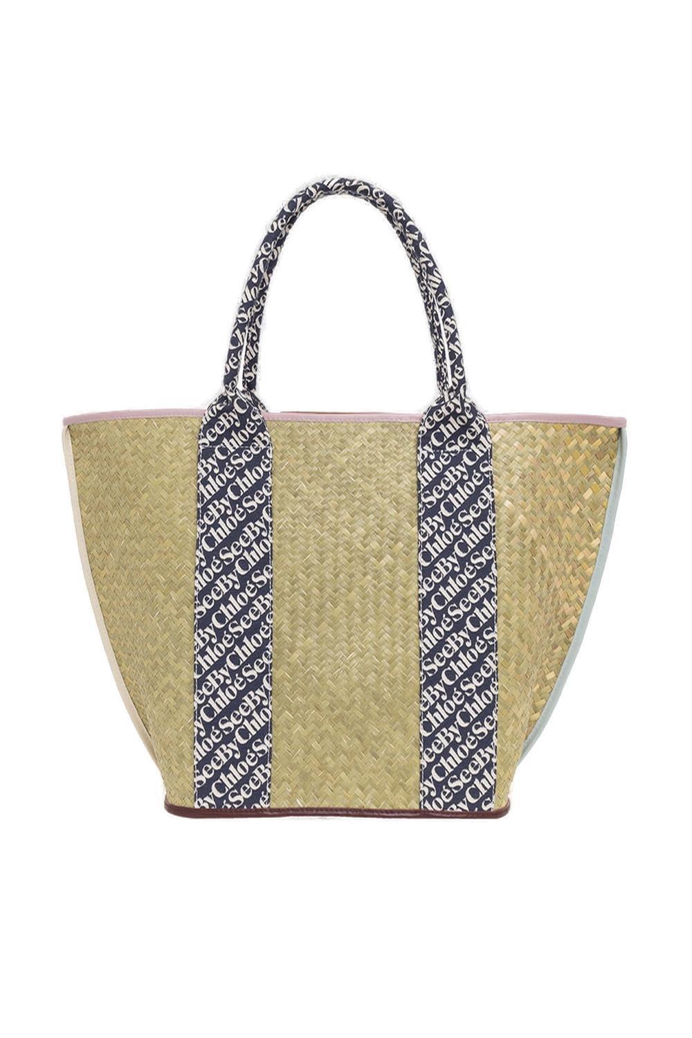 Shop See By Chloé Logo Detailed Interwoven Tote Bag In Lilac