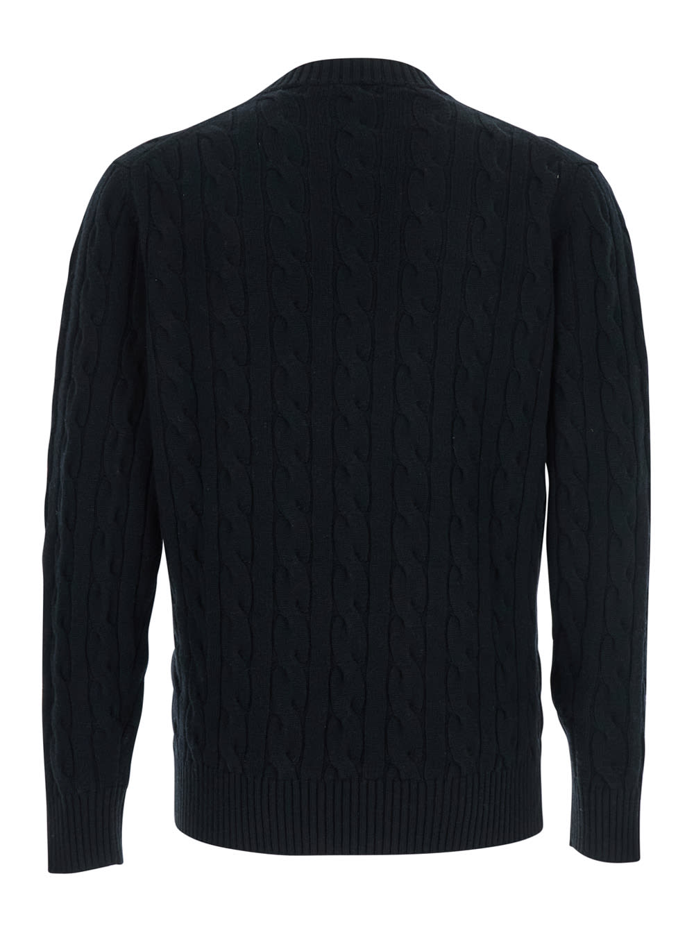 Kangra Cashmere Cable-knit Crew-neck Sweater In Black