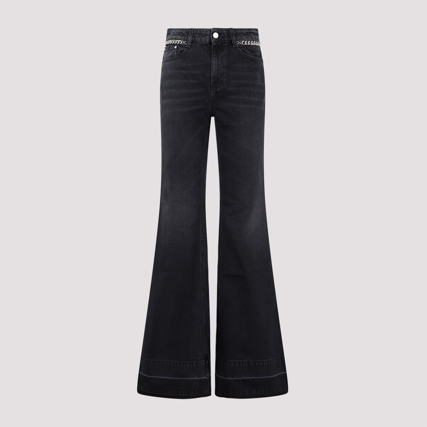 Shop Stella Mccartney Falabella Chain Flare Jeans In Black