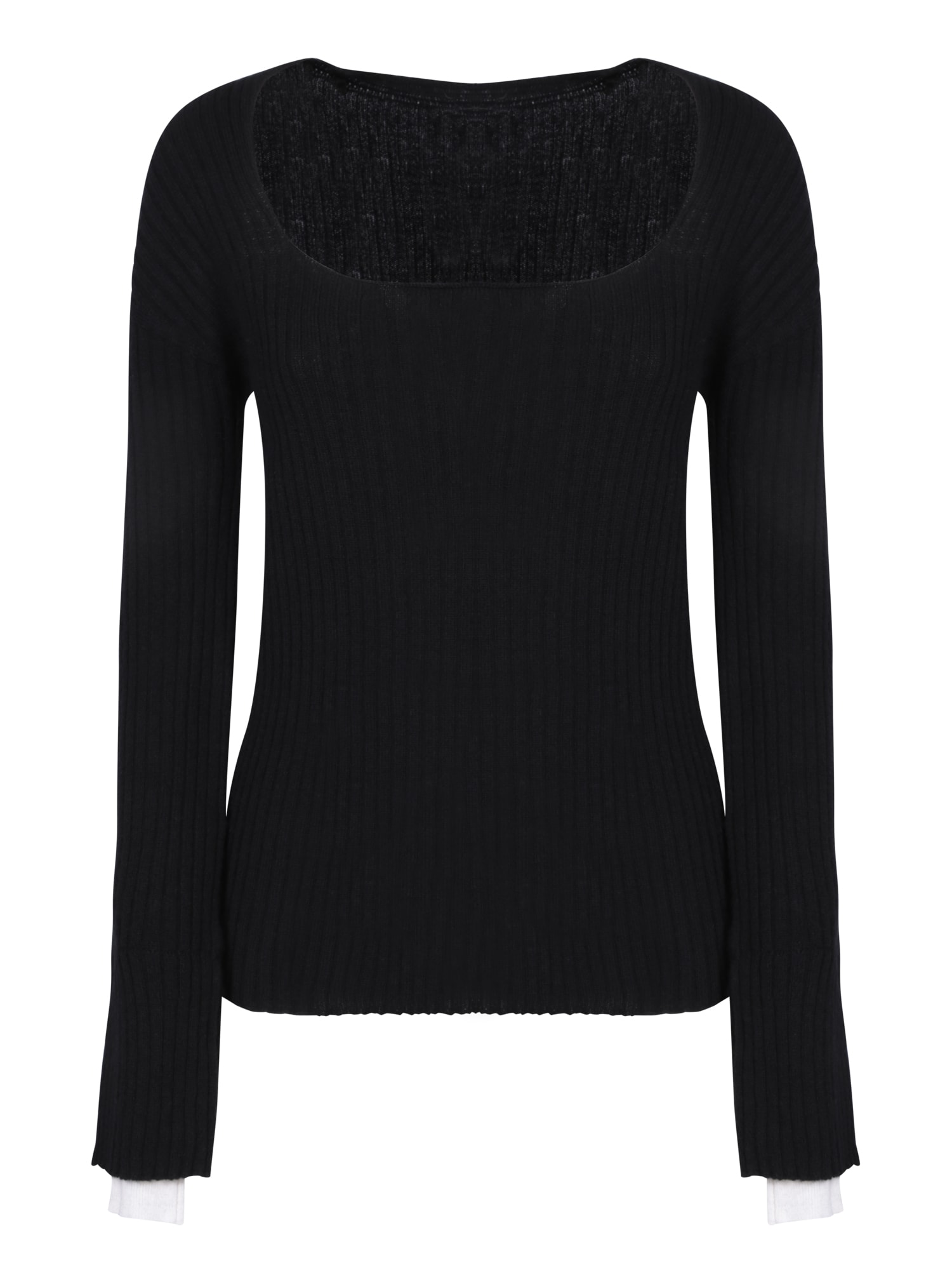 Pinko Ribbed Contrast Black Sweater