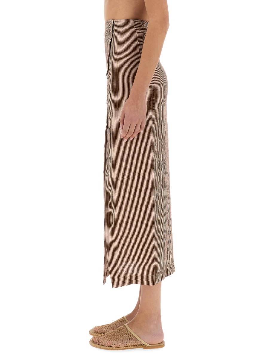 Alysi "micro Stripe" Longuette Skirt In Bordeaux