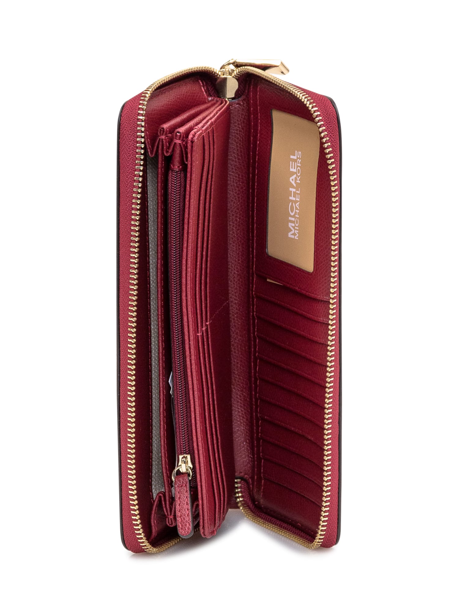 Shop Michael Michael Kors Jetset Travel Continental Wallet In Deep Red