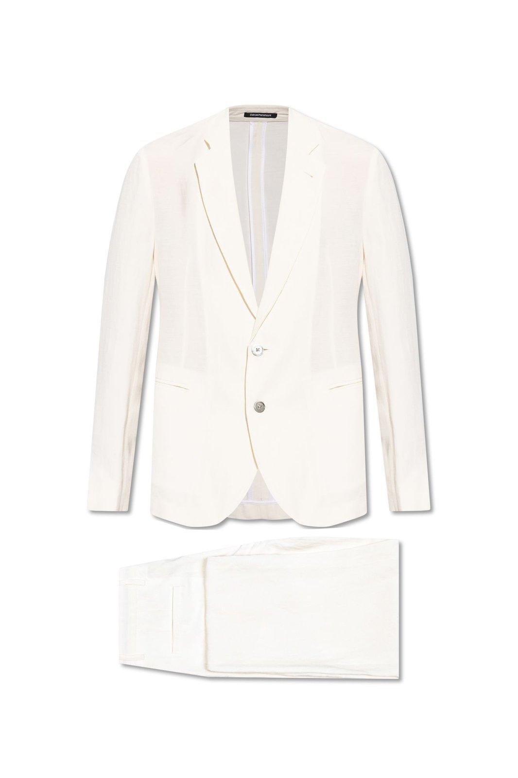 Shop Emporio Armani Single Breasted Suit In Ivory