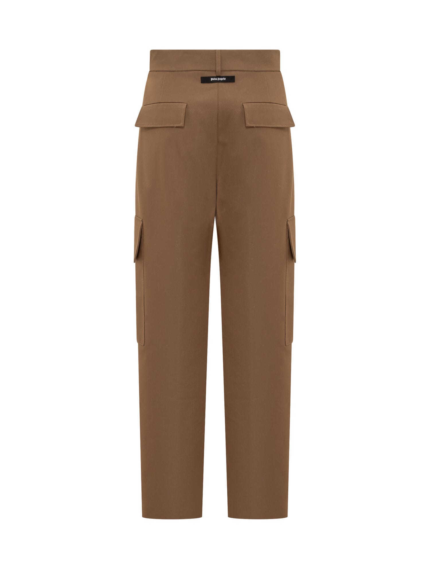 Palm Angels Tailored Cotton Blend Cargo Pants In Brown Black